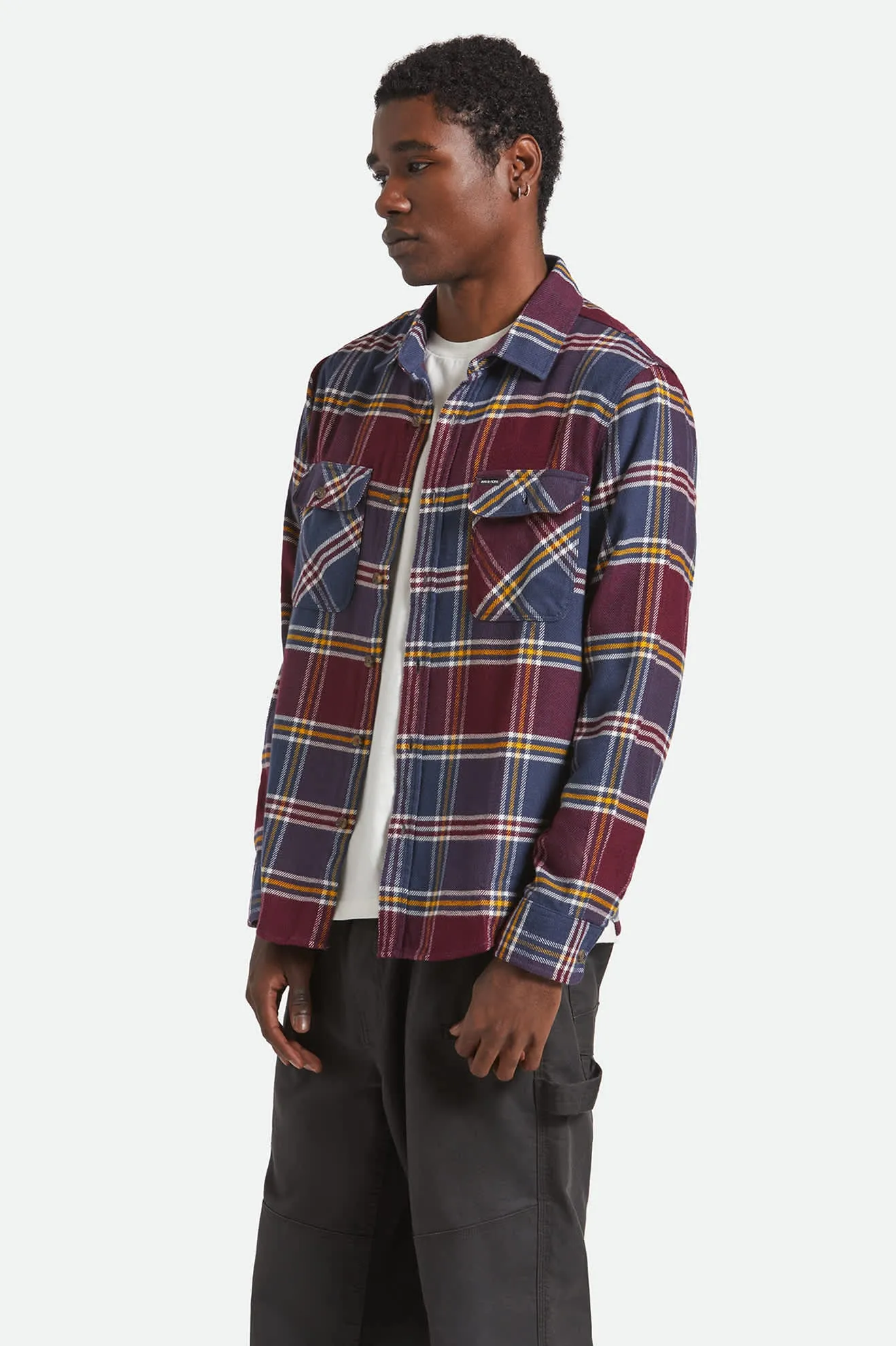 Bowery L/S Flannel - Mood Indigo/Port/Saffron Preppy Vibe Bold Hue