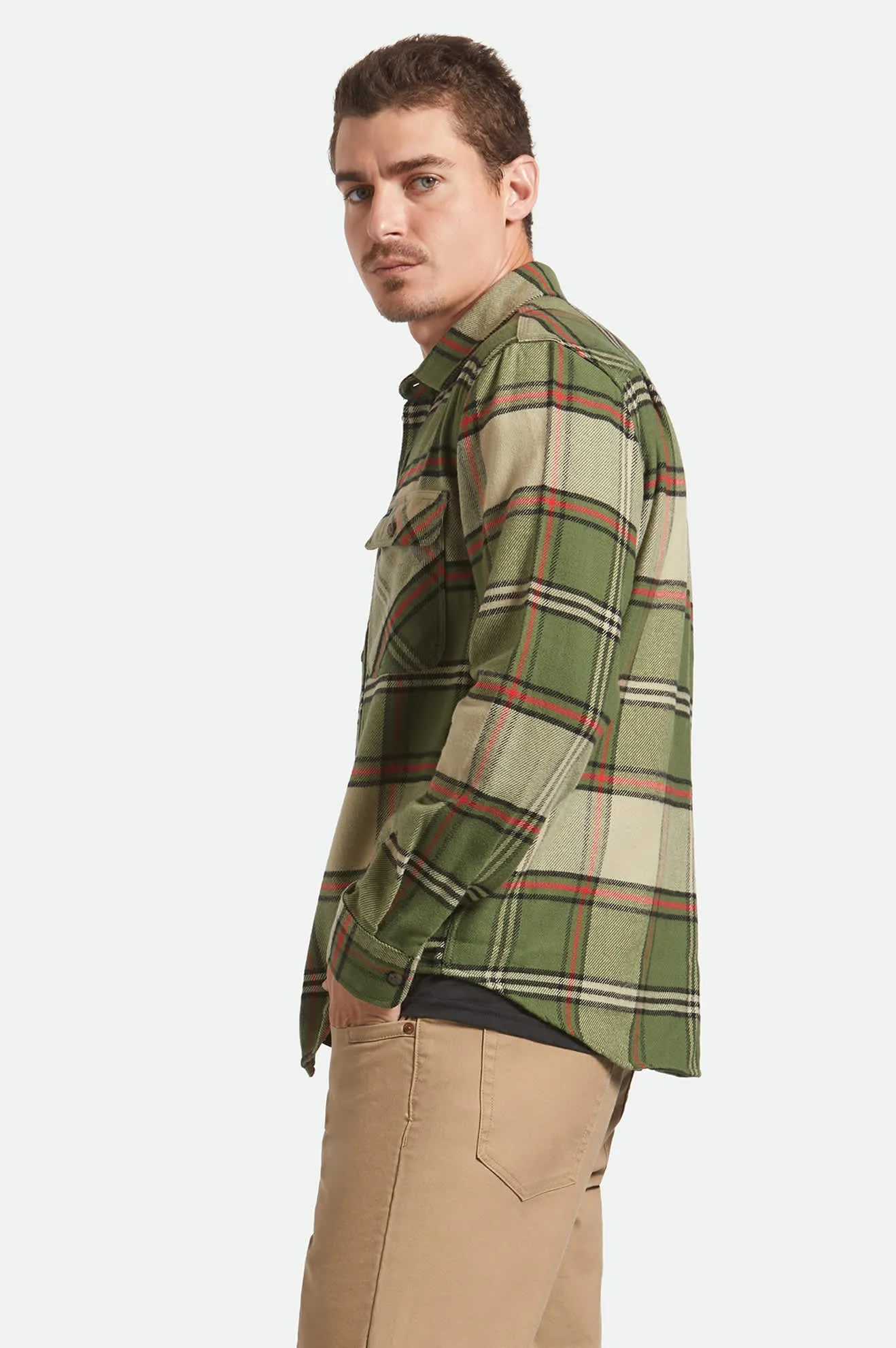 Bowery L/S Flannel - Wild Green/Elm/Adrenaline Rush Fitted Cut