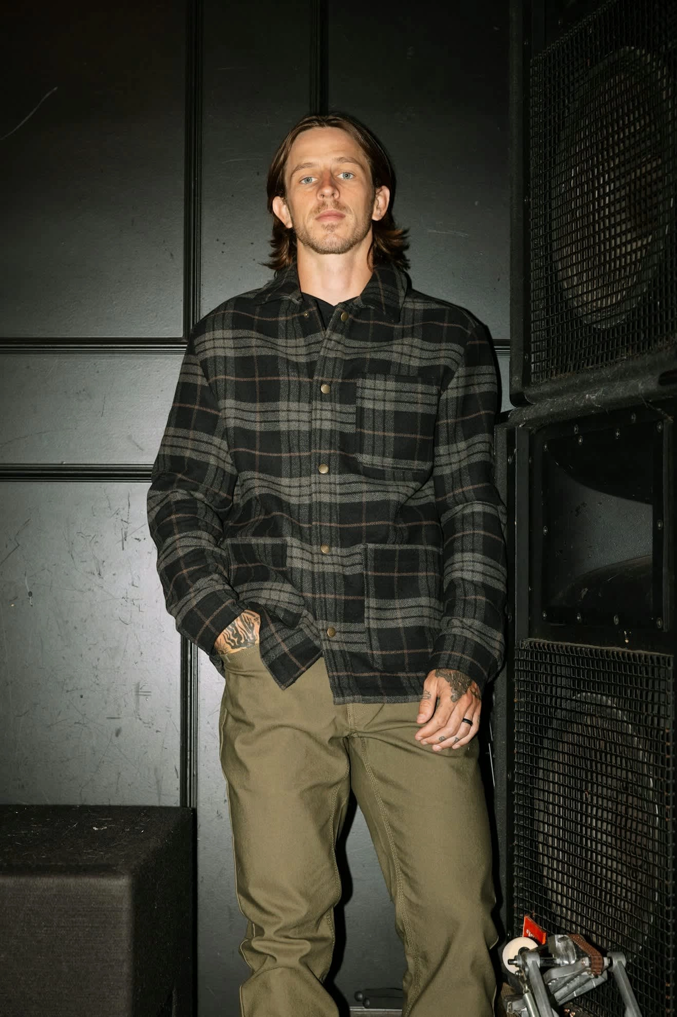 High-End Fabric Bowery L/S Flannel - Black/Charcoal