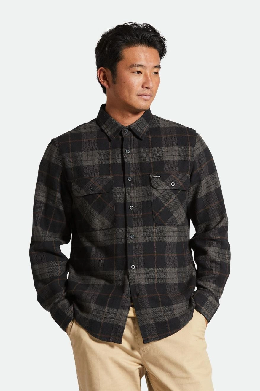 Customizable Design Flexible Movement Bowery L/S Flannel - Black/Charcoal