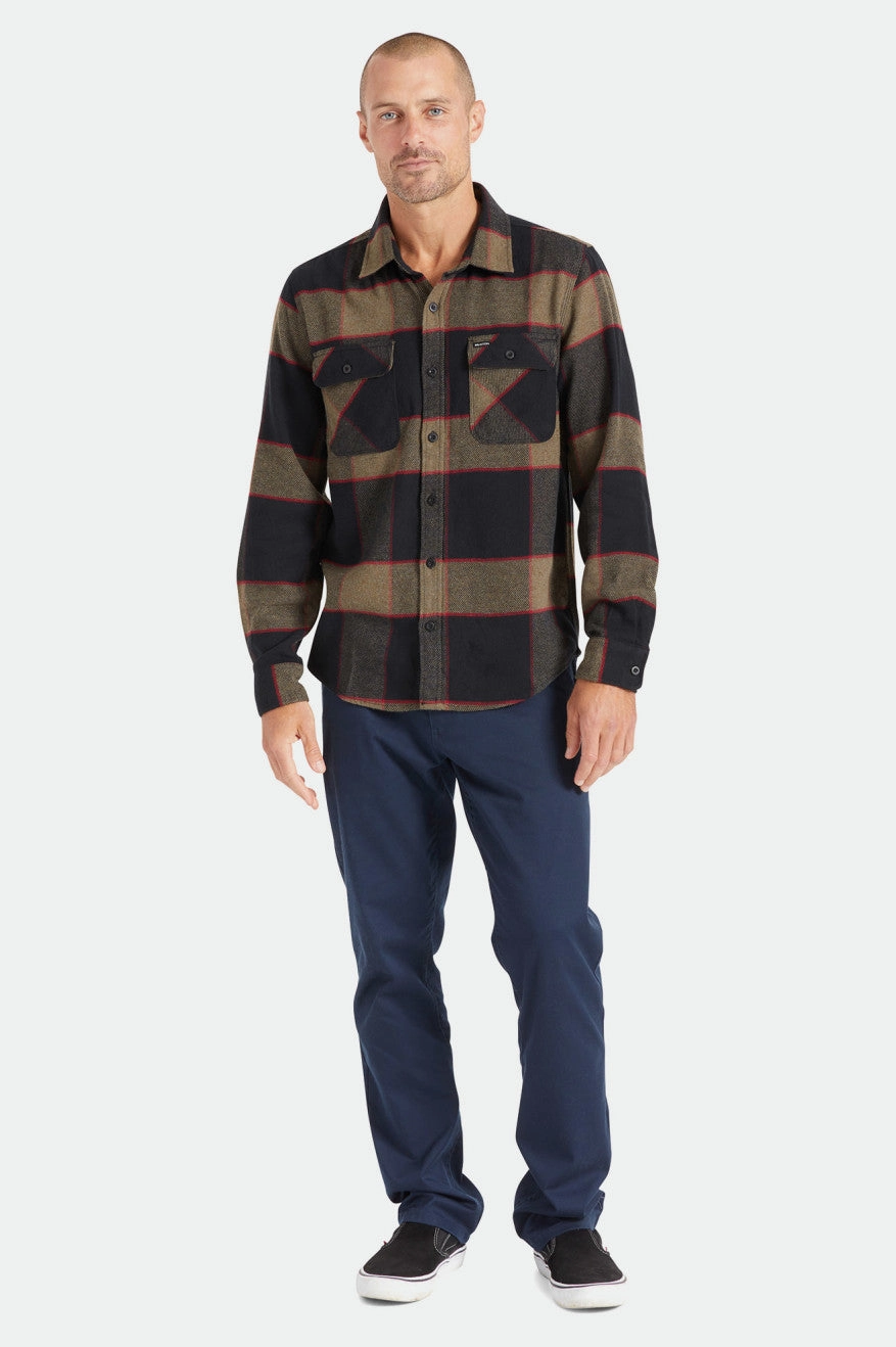 Bowery L/S Flannel - Heather Grey/Charcoal Classic Appeal Subtle pattern