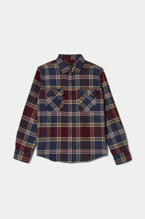 bohemian flair Ombre look Bowery L/S Flannel - Mood Indigo/Port/Saffron