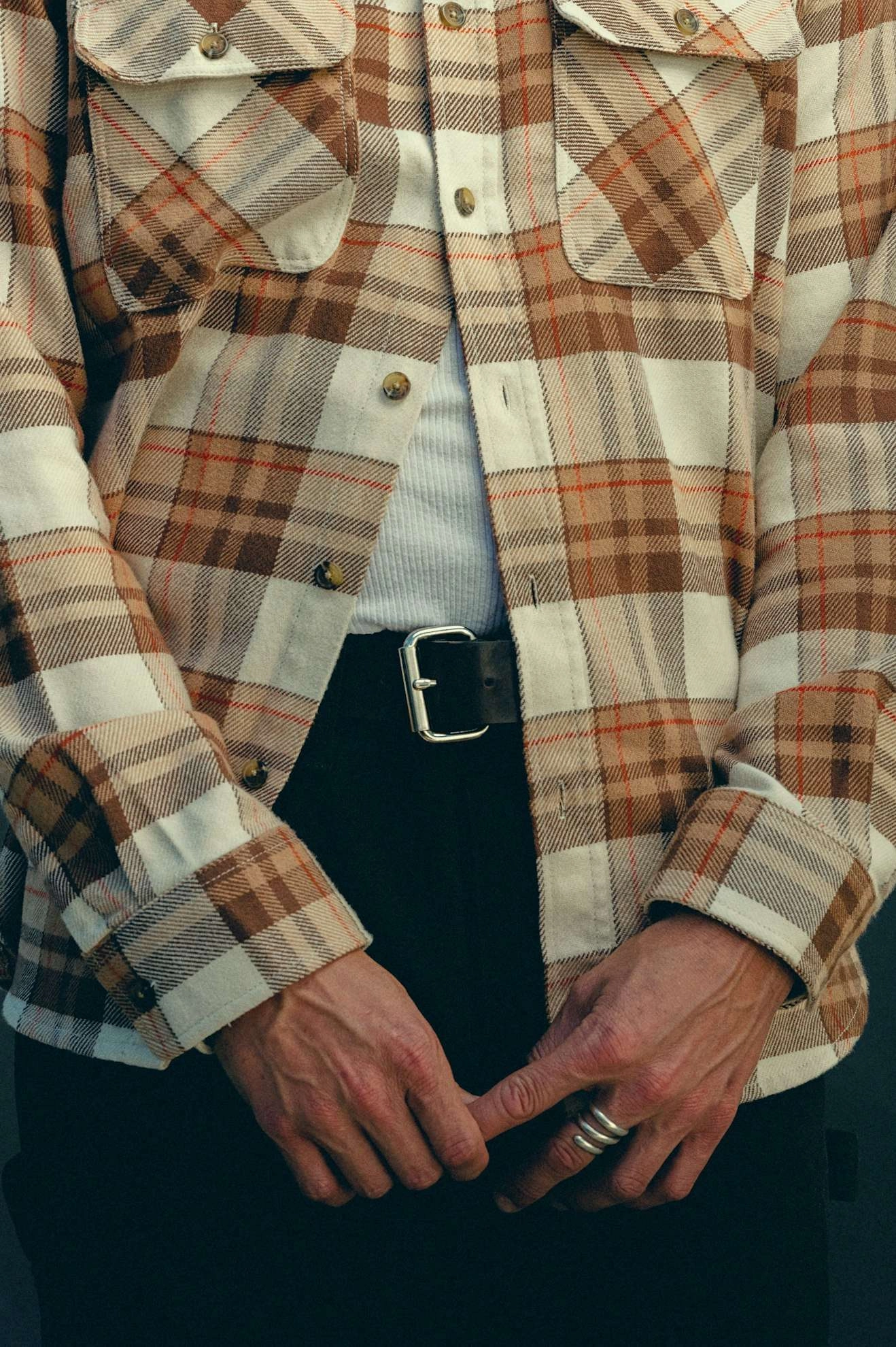 Practical Choice Earthy Hue Bowery L/S Flannel - Whitecap/Pinecone Brown/Burro Brown