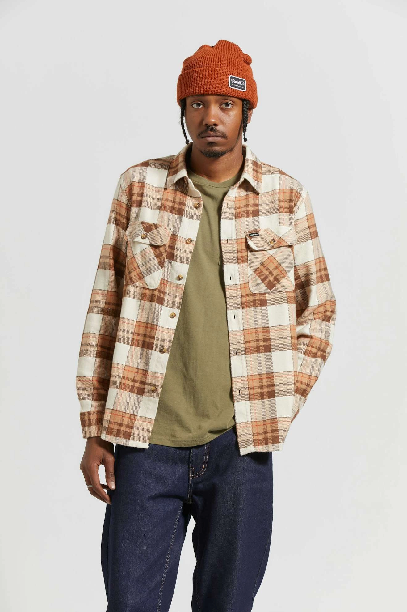 Bowery L/S Flannel - Whitecap/Pinecone Brown/Burro Brown Summer Must-have