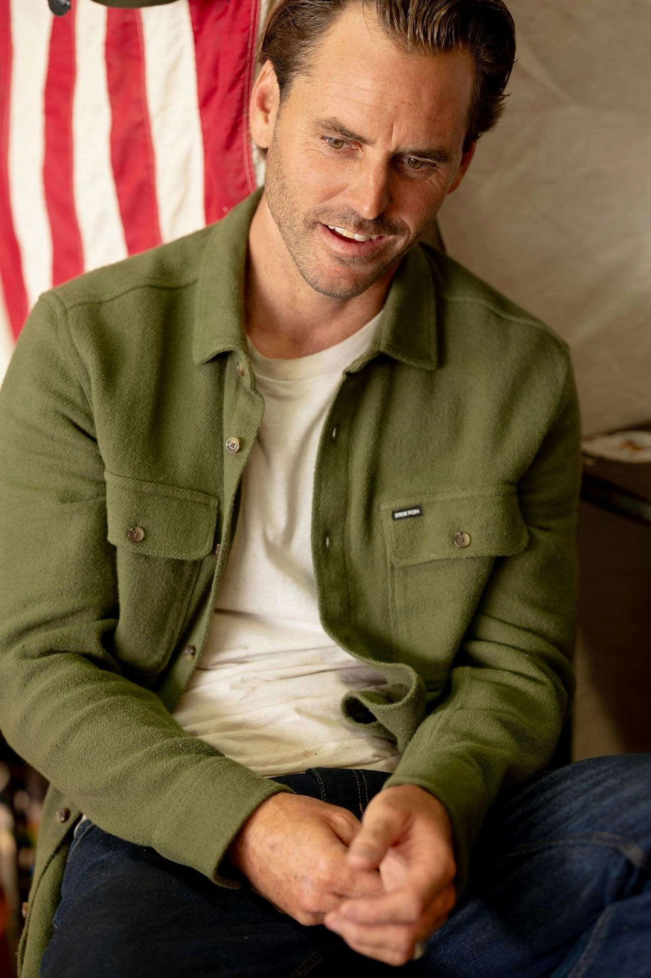 Bowery Textured Loop Twill L/S Overshirt - Cypress Green Travel Friendly Adjustable Hem