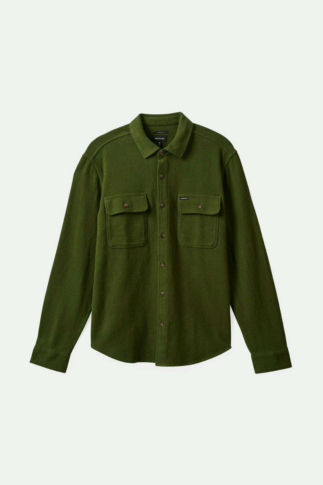 Bowery Textured Loop Twill L/S Overshirt - Cypress Green Wrinkle Resistant Material Chic Design