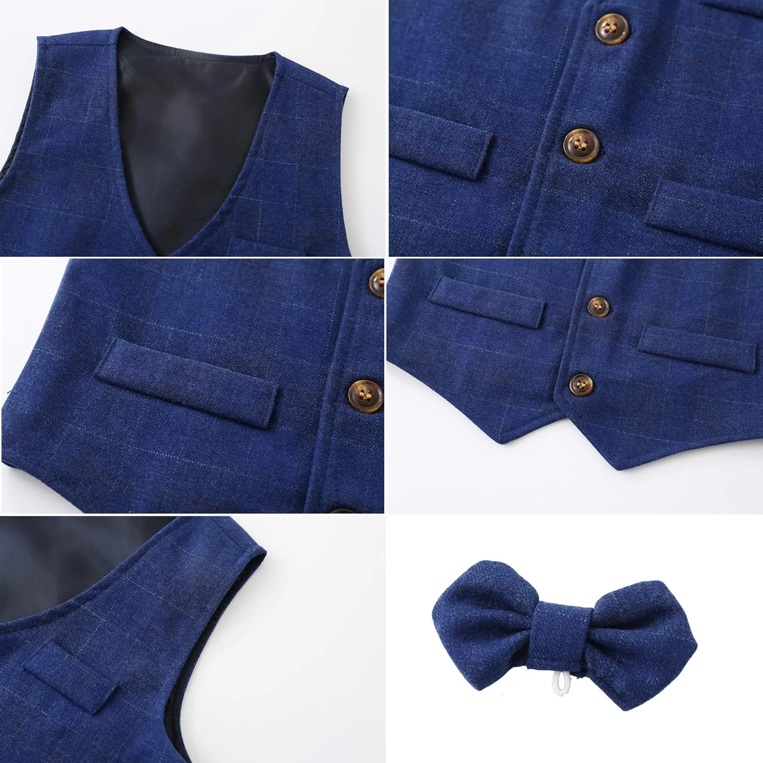Boys 3Pcs Clothing Sets Long Sleeve Bowtie Shirts  Vest  Pants Casual Suit