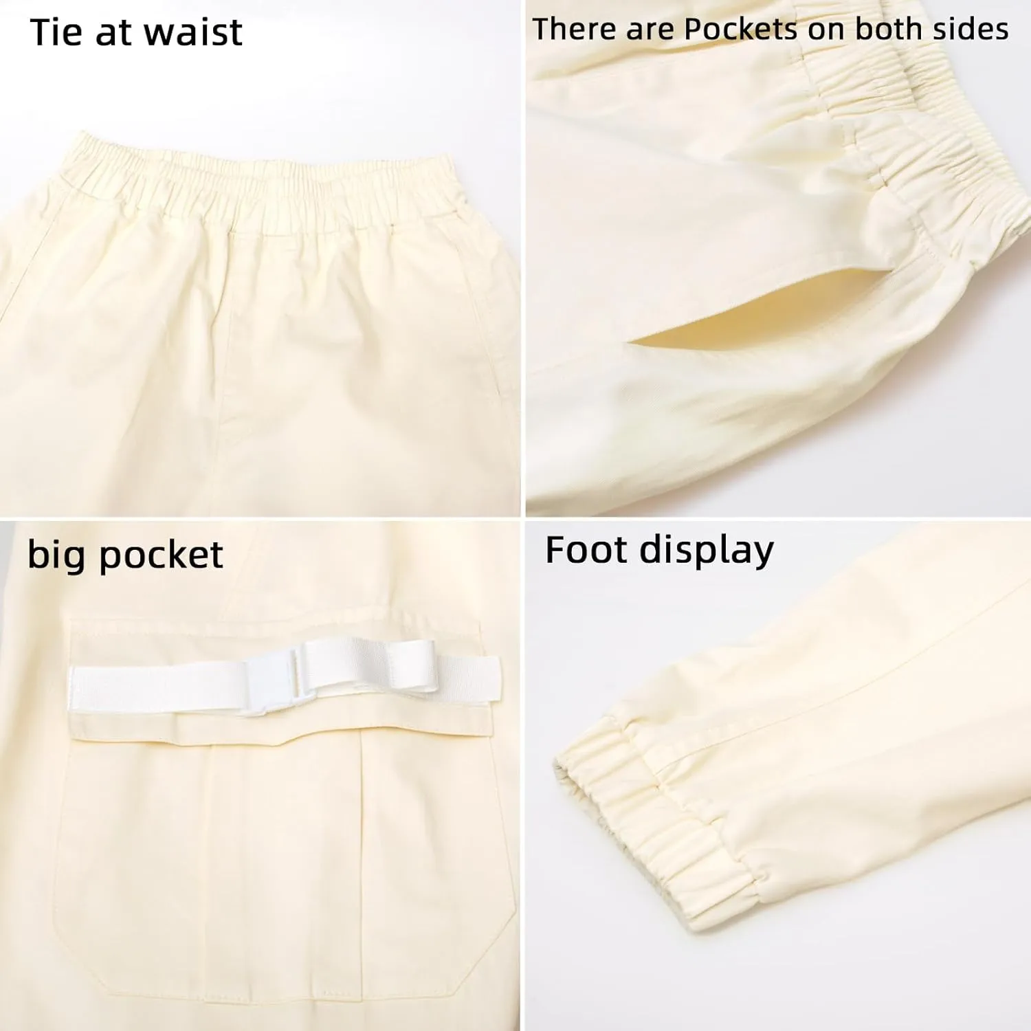 Boys Cargo Pants Cotton Casual Pants Elastic Waist Hiking School Uniform Sweatpants Joggers