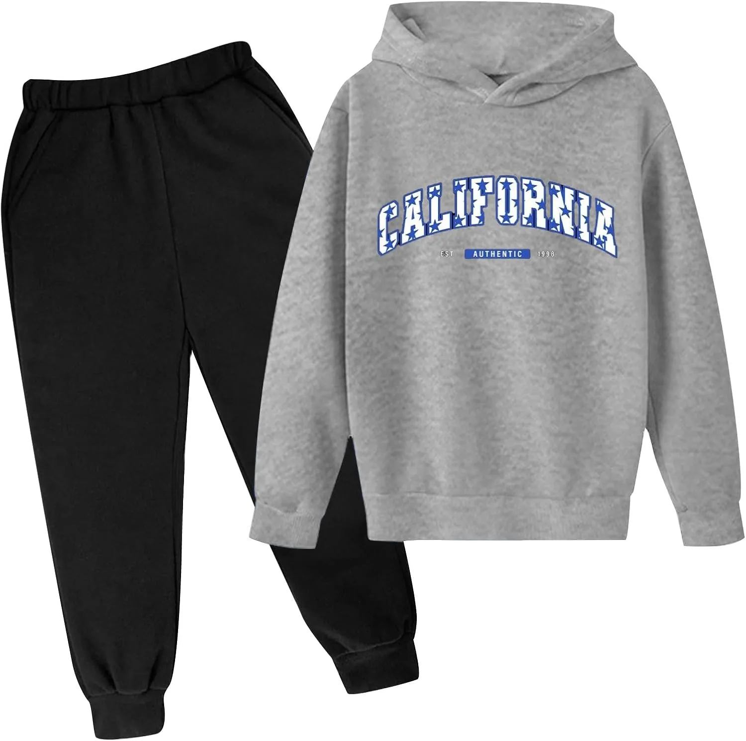 Boys' Jogger Set 2Pcs Outfits Letter Sweatsuit Long Sleeve Pullover Hoodie Sweatshirt and Cargo Sweatpants with Pocket