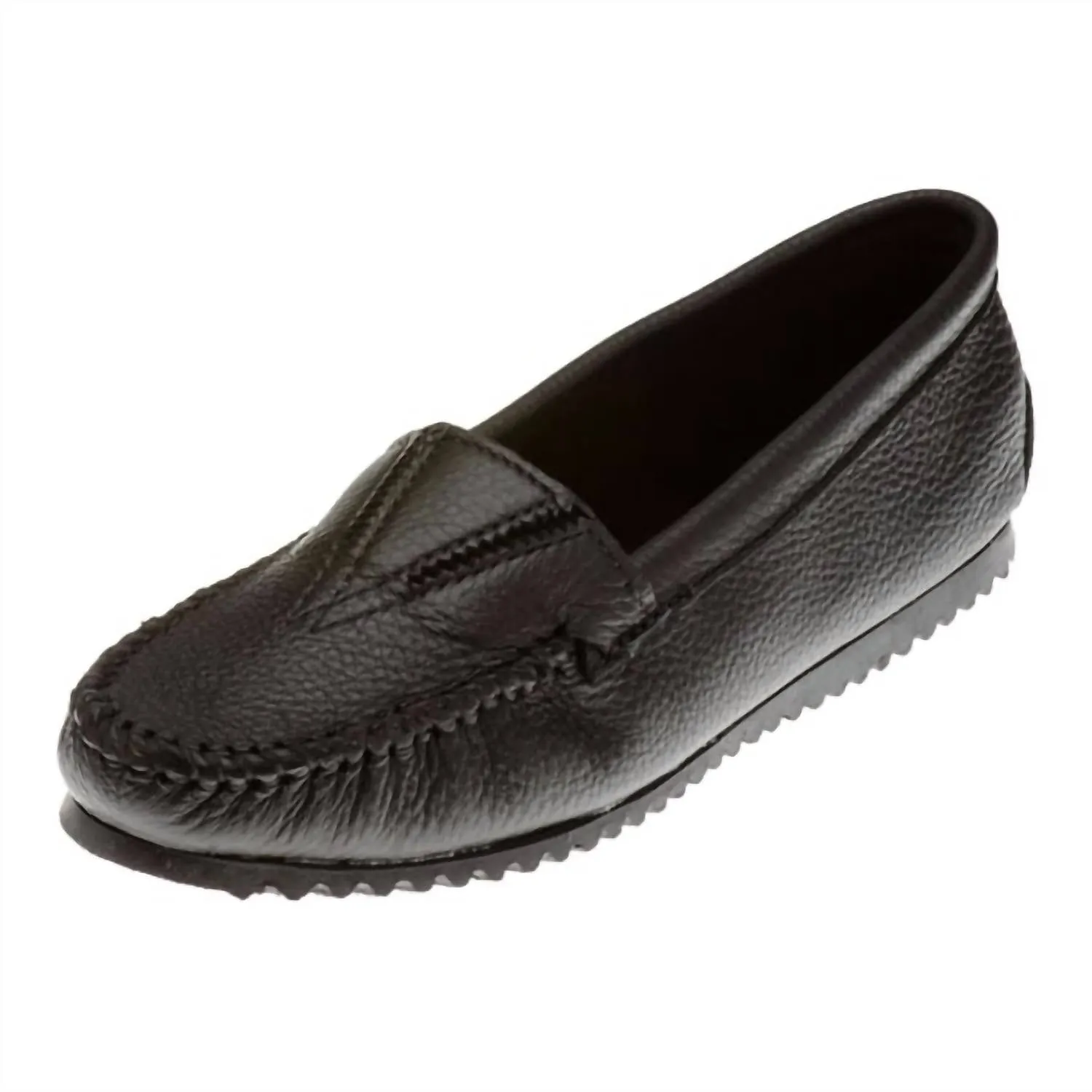 Women's Deerskin Moccasin - Gore Front In Black Stylish Movement