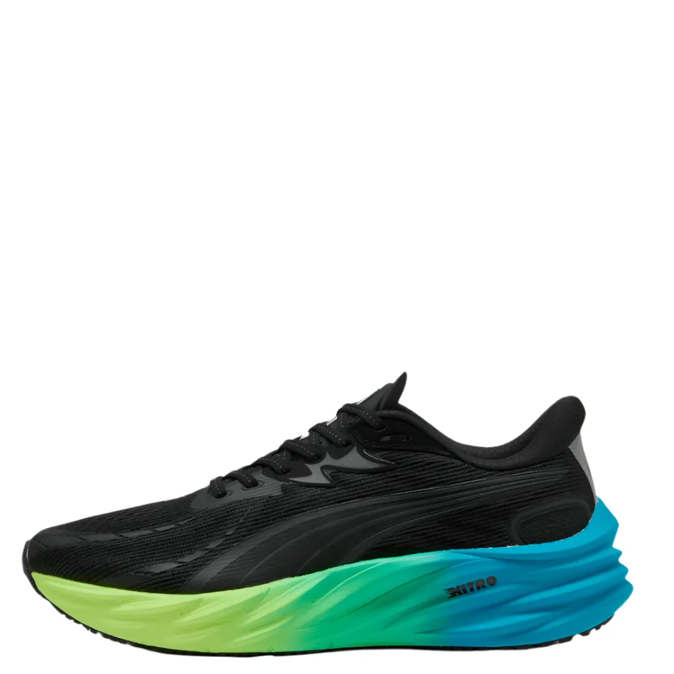 metallic running gear PUMA Men's Velocity NITRO 4 Running Shoes in PUMA Black/Speed Blue AW25