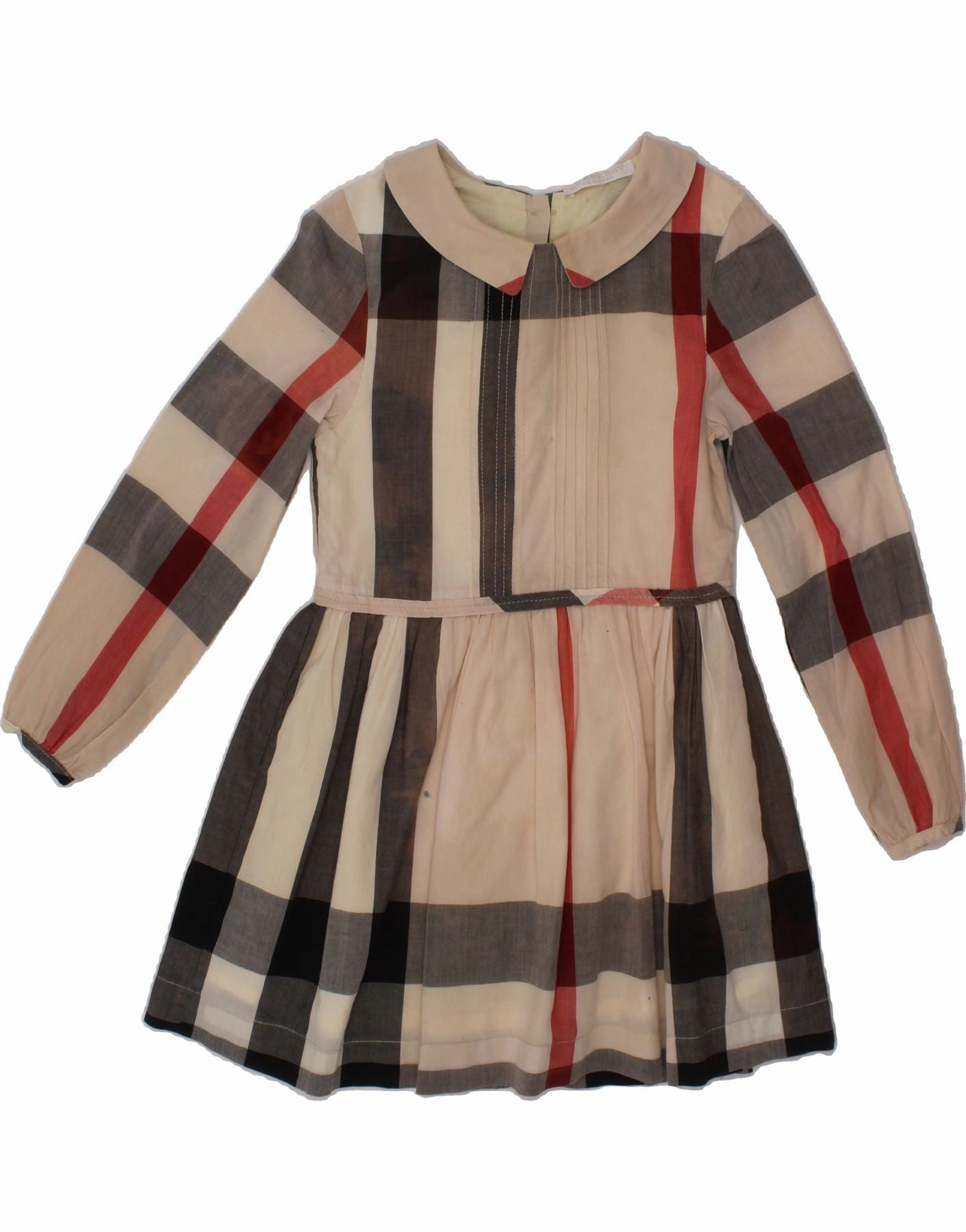 Graduation-Event BURBERRY Girls Long Sleeve A-Line Dress 2-3 Years Beige Check