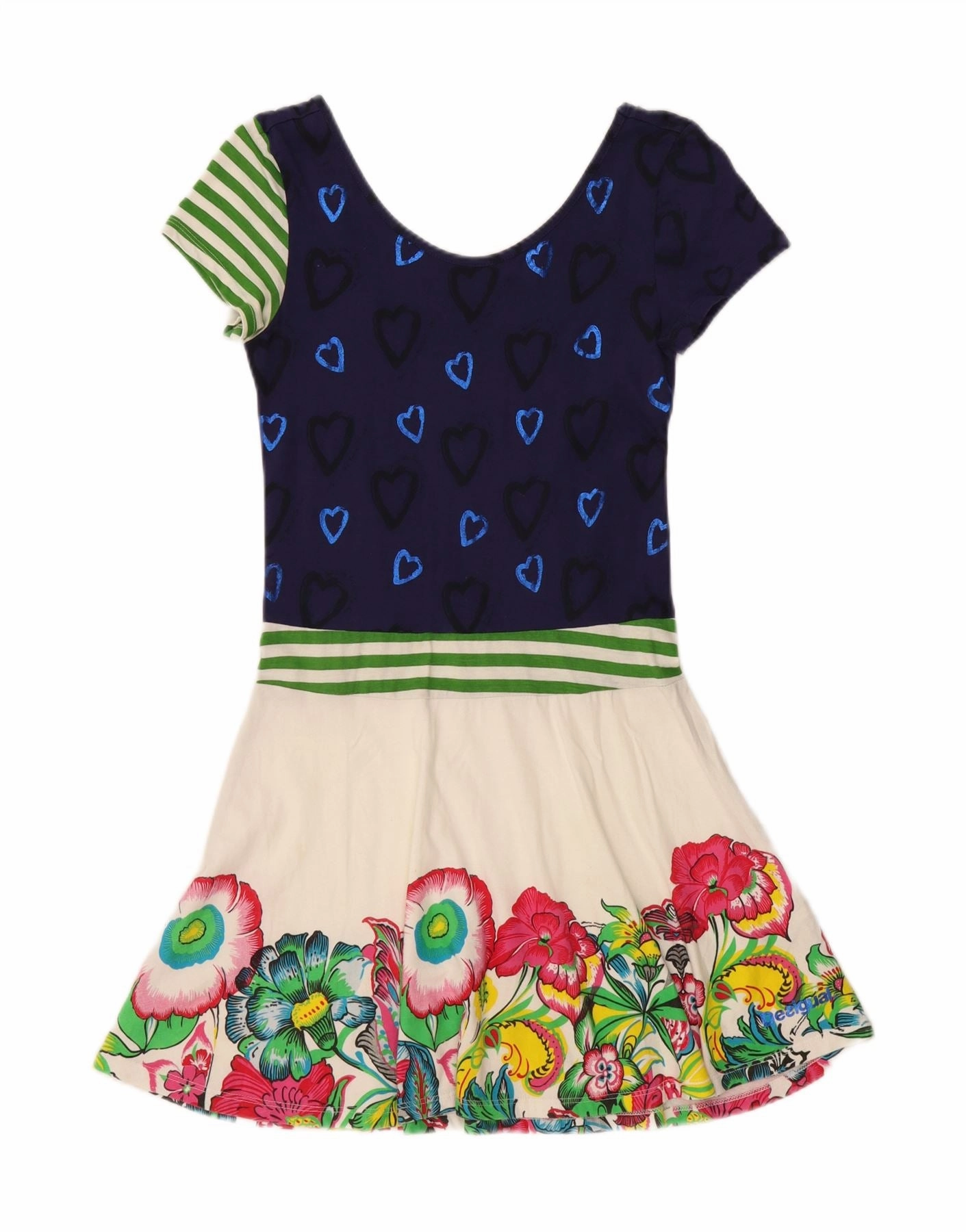 Pastel Sky DESIGUAL Girls A-Line Dress 13-14 Years Multicoloured Floral Cotton