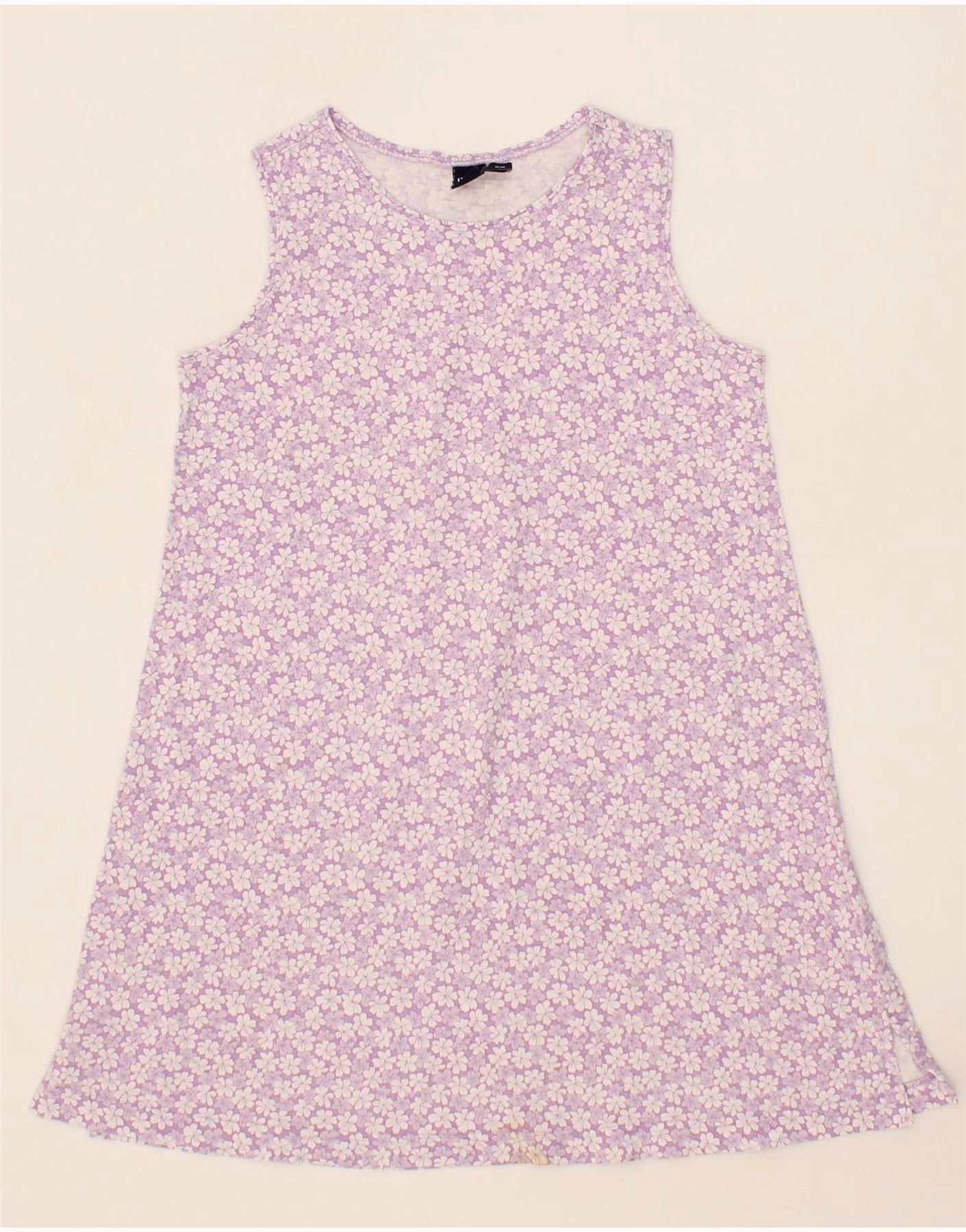 Love Blend Simple Bow GAP Girls Sleeveless A-Line Dress 8-9 Years Medium Purple Floral Cotton