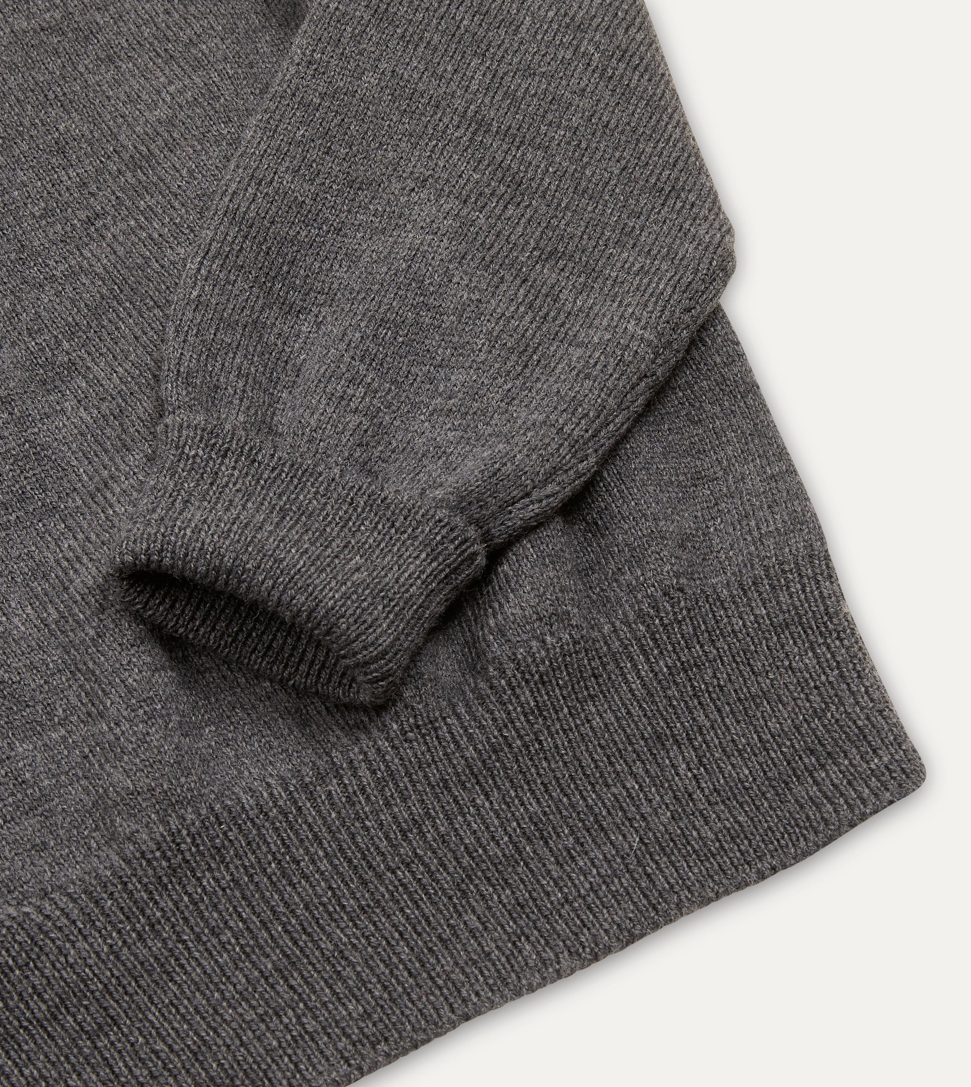 Grey Merino Wool Knitted Polo Double Layer Thermal