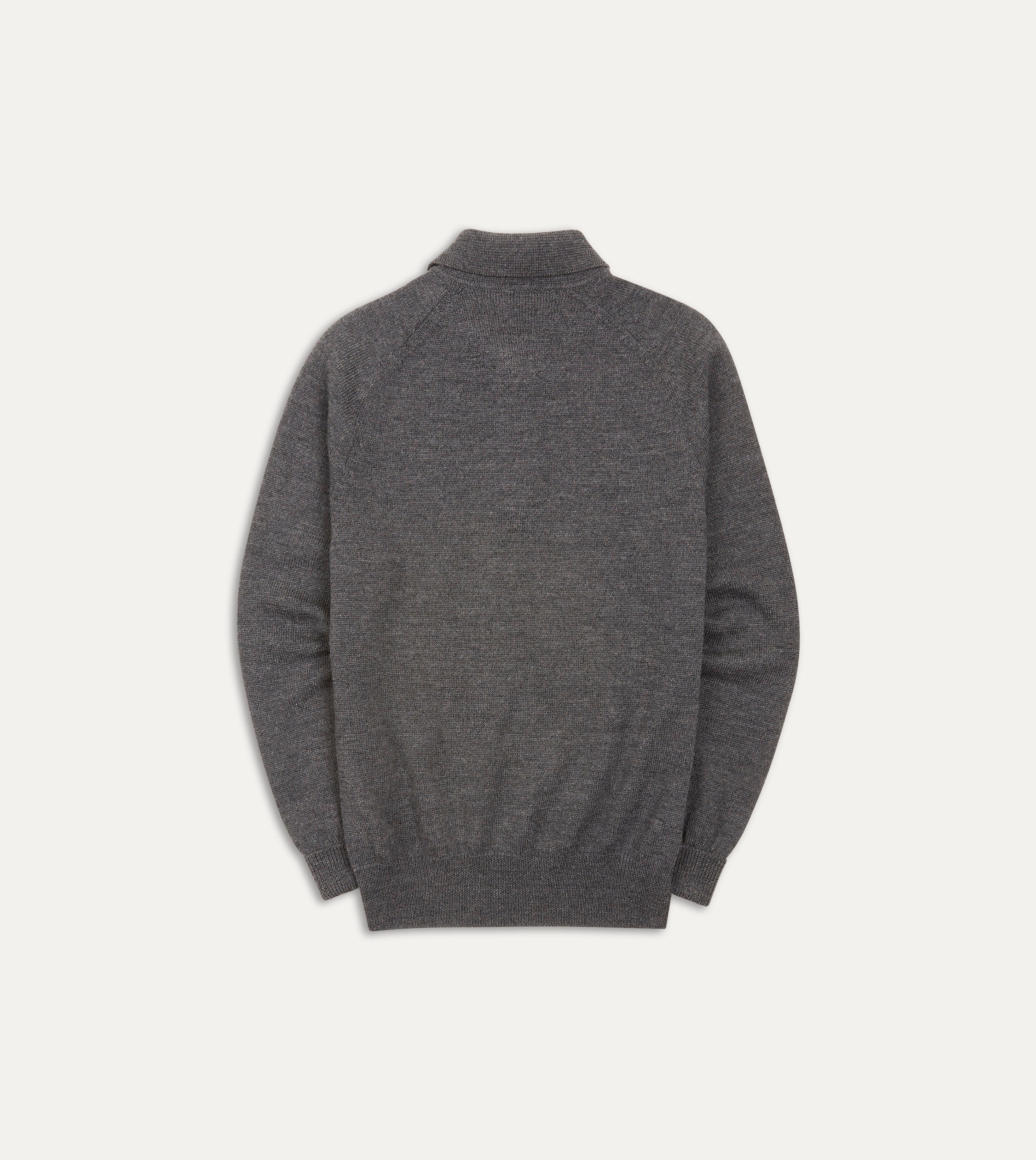 Grey Merino Wool Knitted Polo Worn In