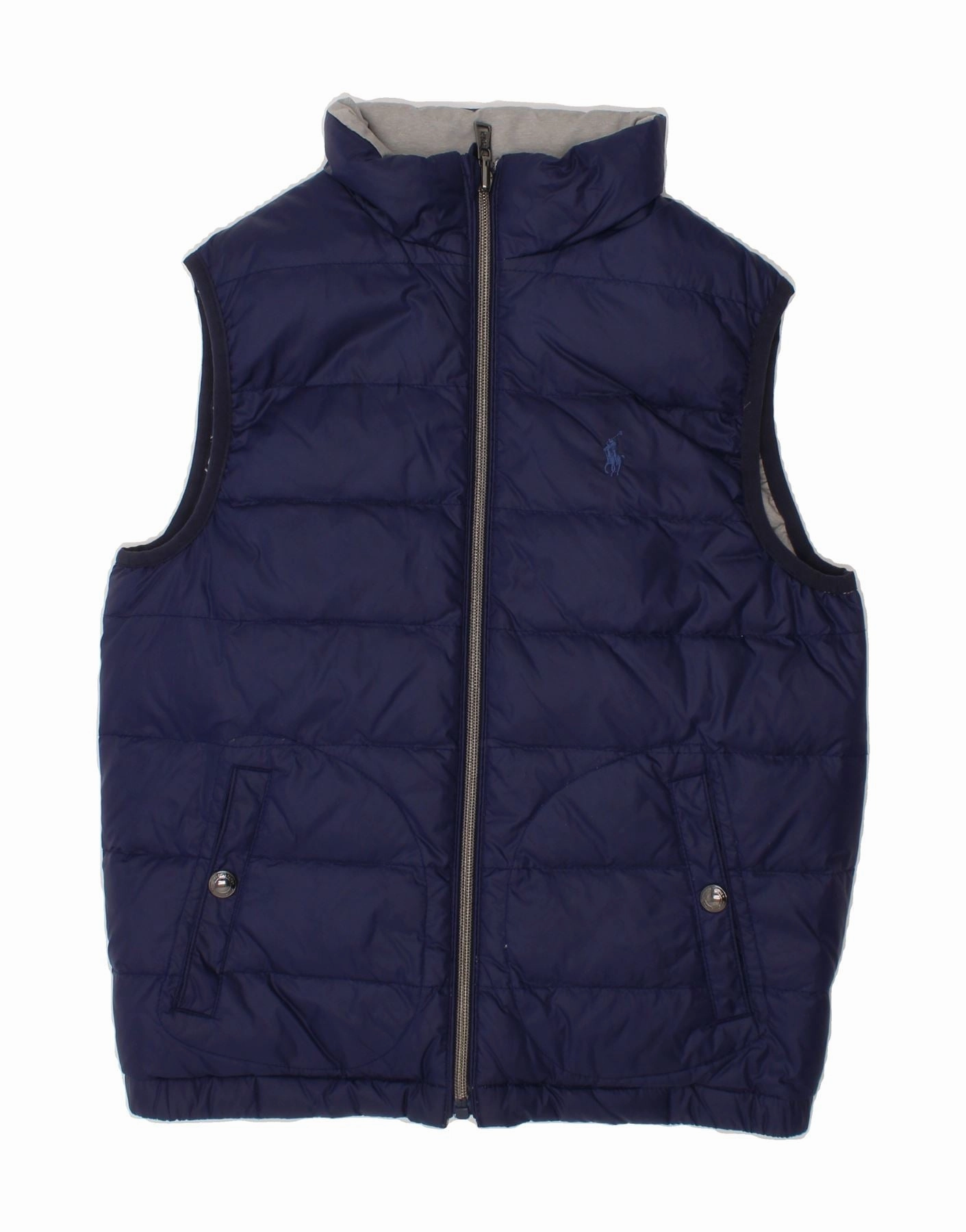 POLO RALPH LAUREN Boys Reversible Padded Gilet 7-8 Years Small  Navy Blue Example