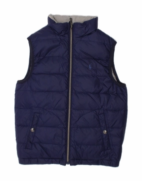 POLO RALPH LAUREN Boys Reversible Padded Gilet 7-8 Years Small  Navy Blue Example