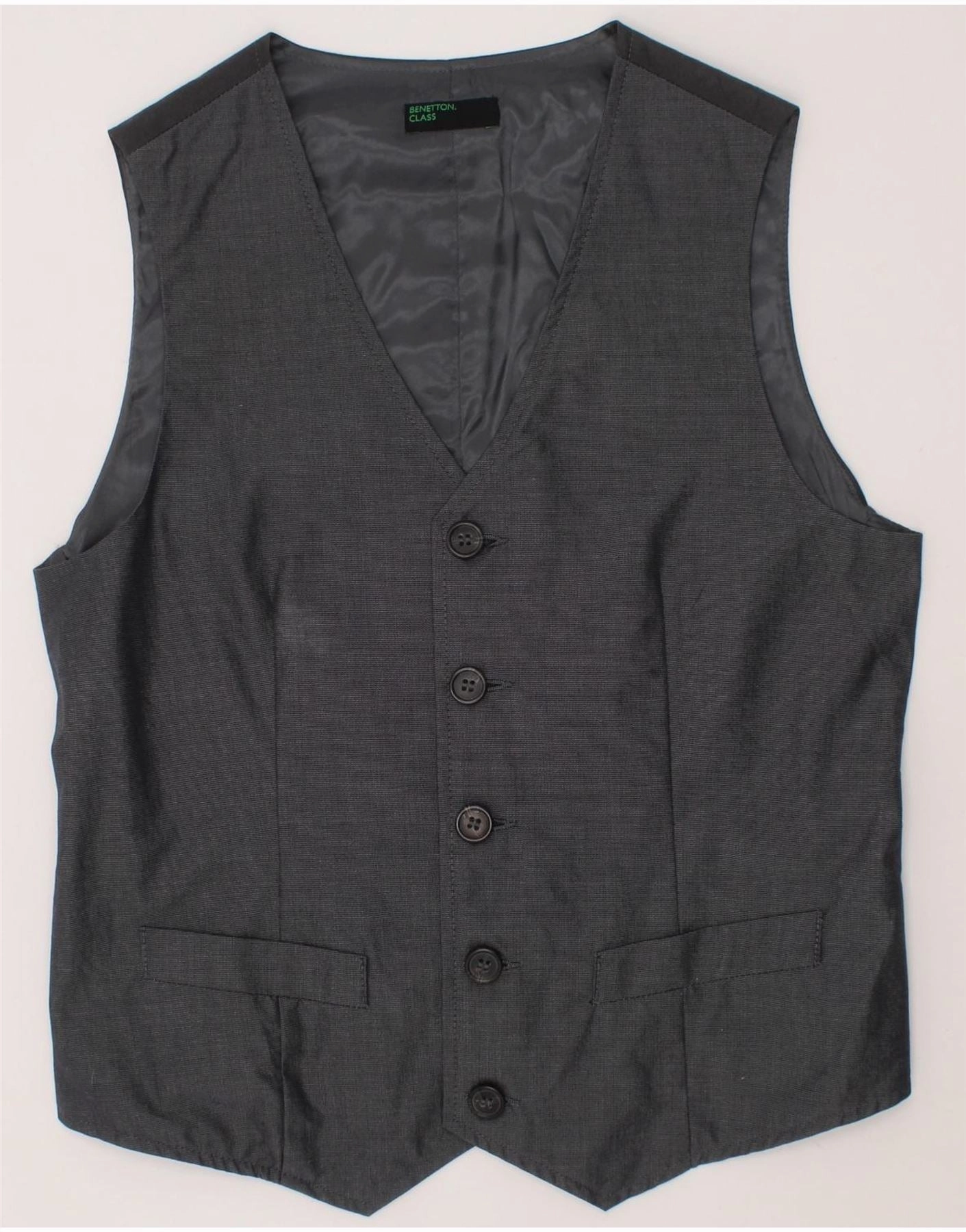 home - party Comfy Layer BENETTON Boys Waistcoat 11-12 Years 2XL Grey Cotton