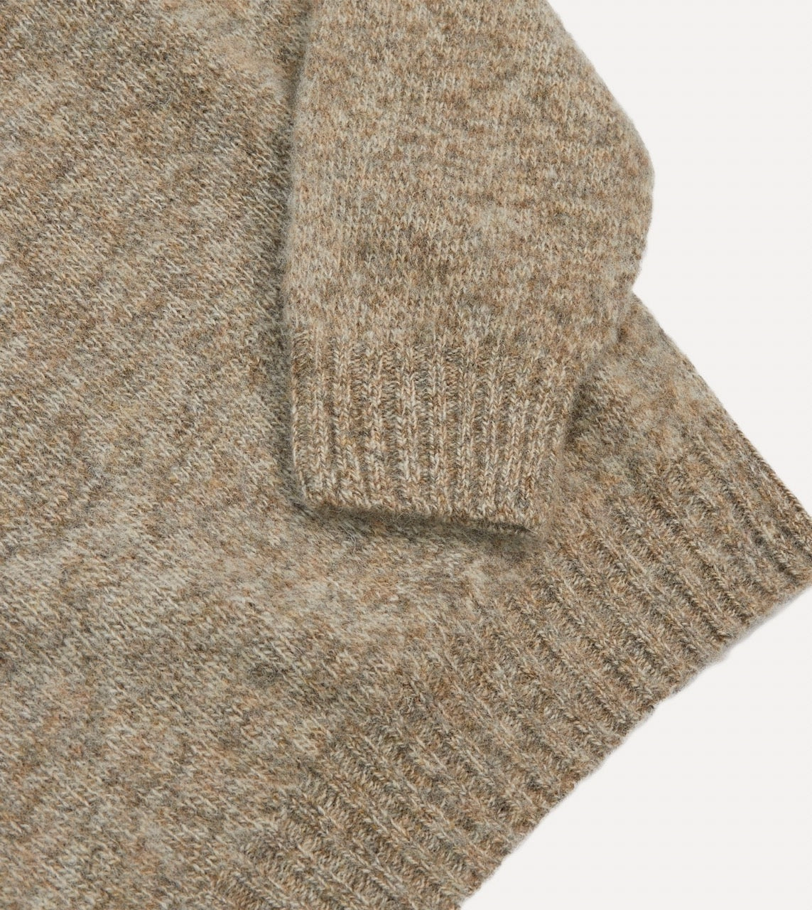 EcoCertified Wool Blend NonRestrictive Cuff Camel Brushed Shetland Crew Neck Jumper