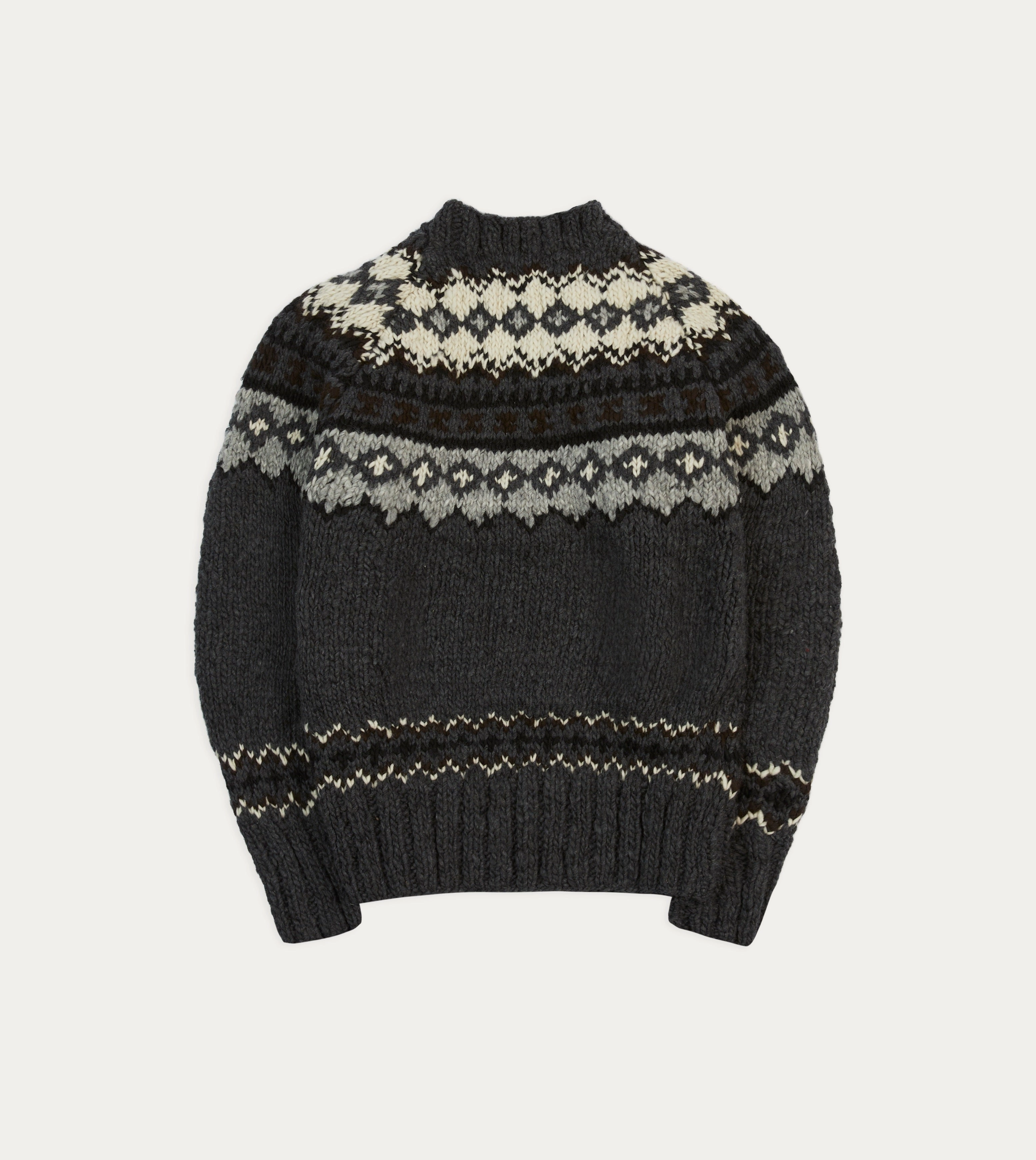 Chamula Grey Fairisle Merino Jumper Cozy Design Thermal Insulation