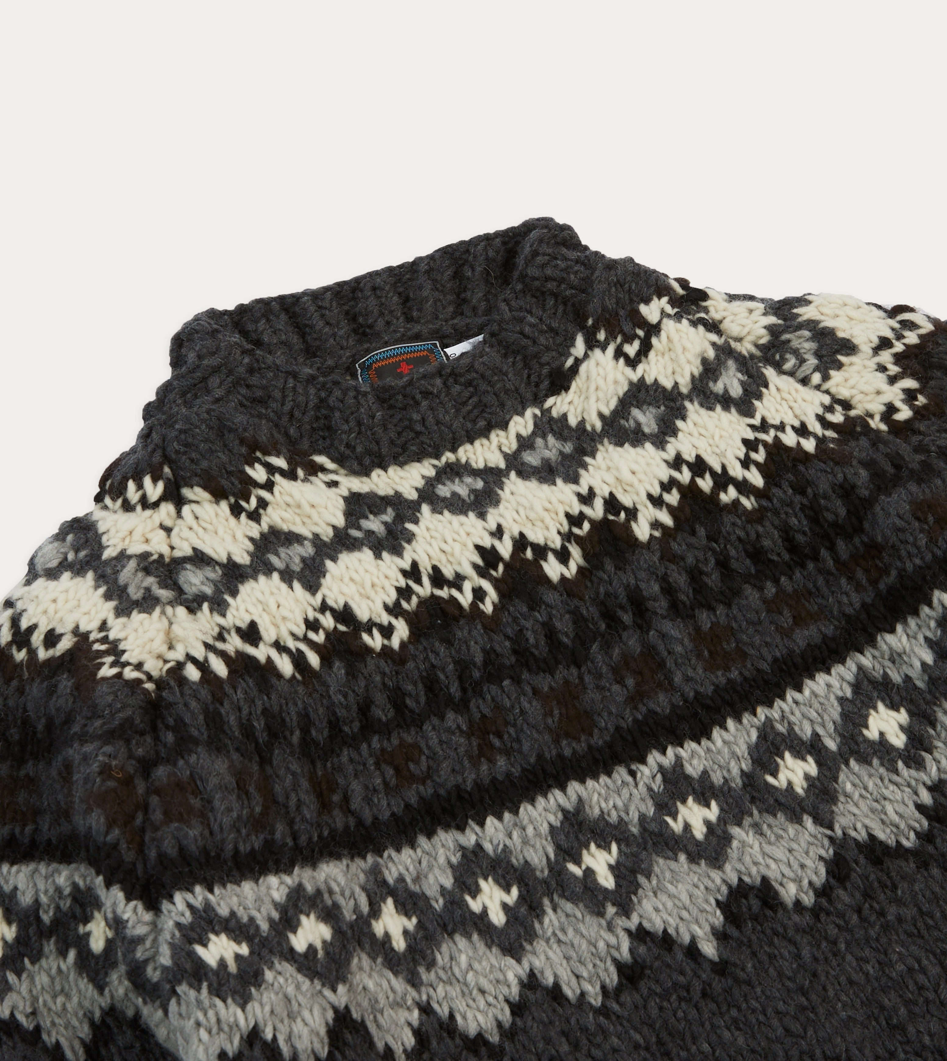 Chamula Grey Fairisle Merino Jumper Wrinkle resistant fabric Microfiber Textile