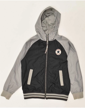 Odor Control Treatment CONVERSE Boys Hooded Bomber Jacket 10-11 Years Medium Grey Colourblock