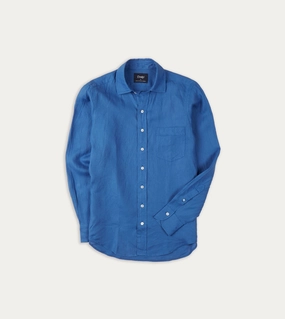 Statement Maker Bright Navy Linen Spread Collar
