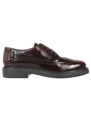 Brogue Leather Lace-Up Shoes With Polished Finish Walking