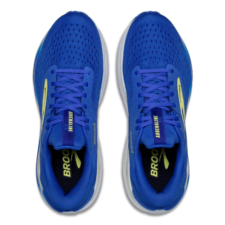 fitness culture Brooks Men's Adrenaline GTS 24 Running Shoes 2E Width (Wide fit) in Cobalt/Neo Yellow/Peacoat SS25