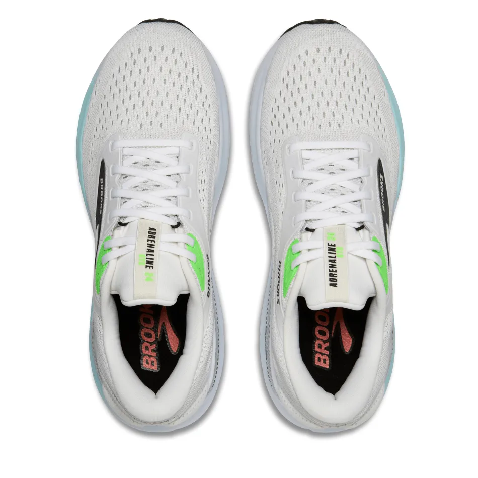 Brooks Men's Adrenaline GTS 24 Running Shoes in White/Gecko/Atomizer AW25 circuit - training running shoes EVA Foam Midsole