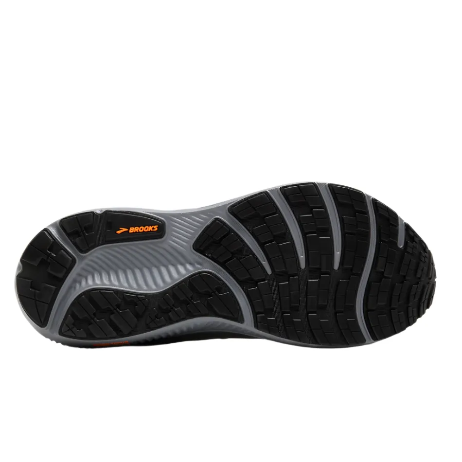 Established Silicone Heel Grip Brooks Men's Ghost 17 GTX Running Shoes in Smoke/Primer Grey/Orange AW25
