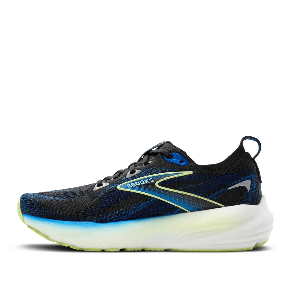 Brooks Men's Glycerin 22 Running Shoes in Black/Cobalt/Neo Yellow SS25 casual joggers Anti blister