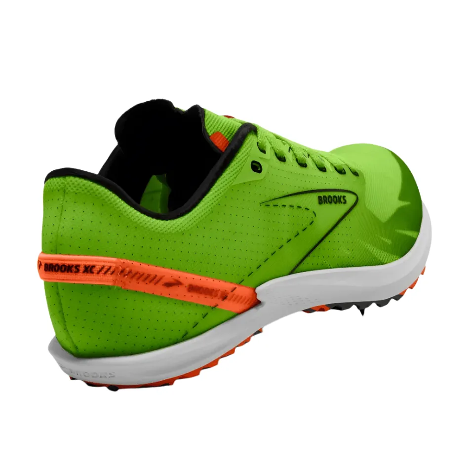Brooks Unisex Draft XC Running Shoes Green Gecko/Red Orange/White AW24 Cross Vector Flex Grooves