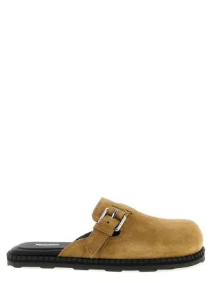 Smooth Walk Brown Suede Sabots With Adjustable Buckle