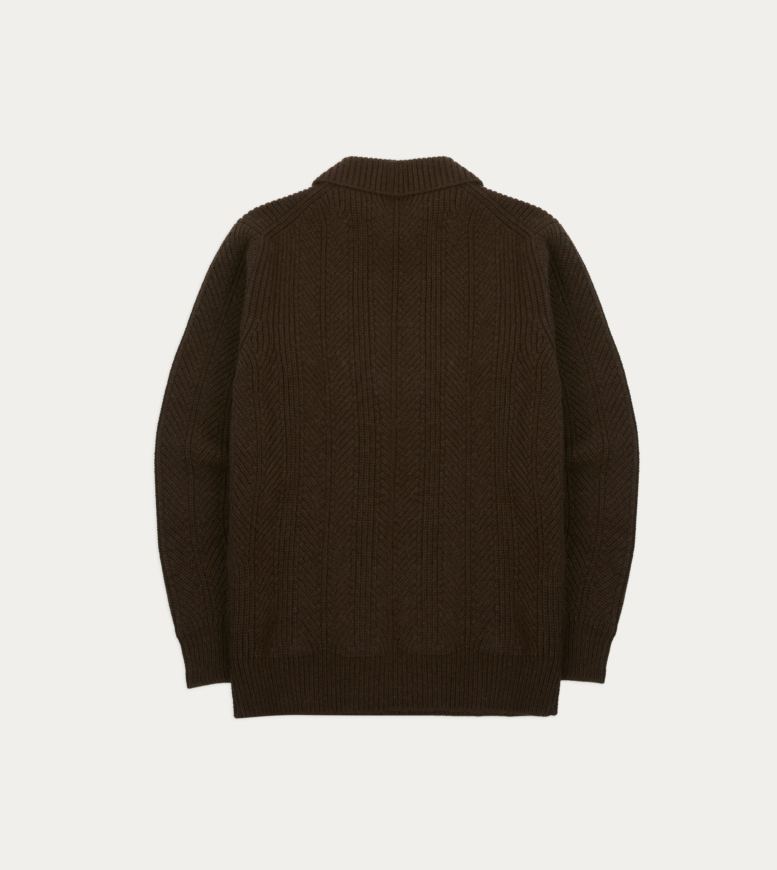 Brown Alpaca Lambswool Integral Collar Jumper LanolinFree Wool Processing
