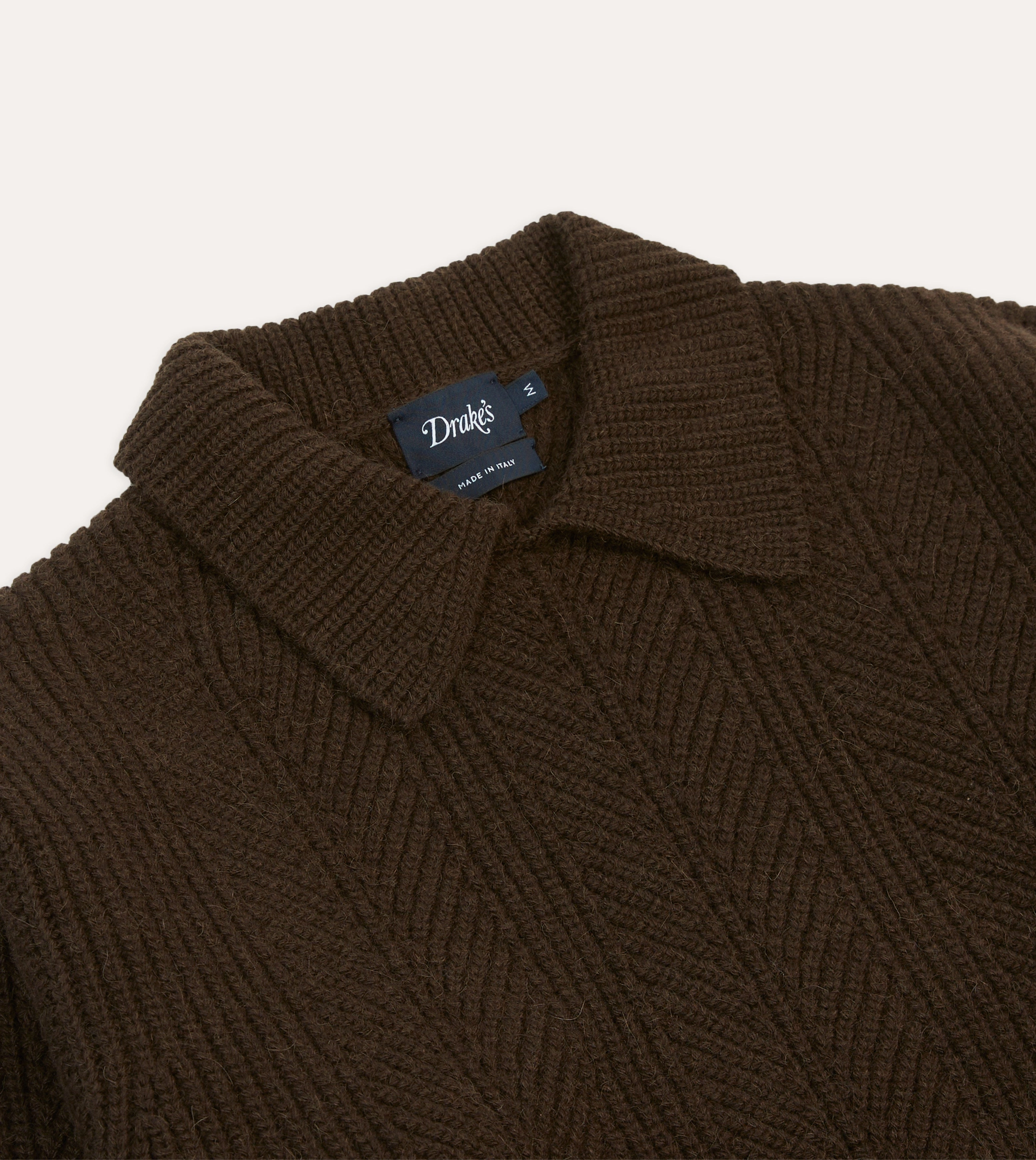 Anti Snag Fabric Ribbed Collar Design Brown Alpaca Lambswool Integral Collar Jumper