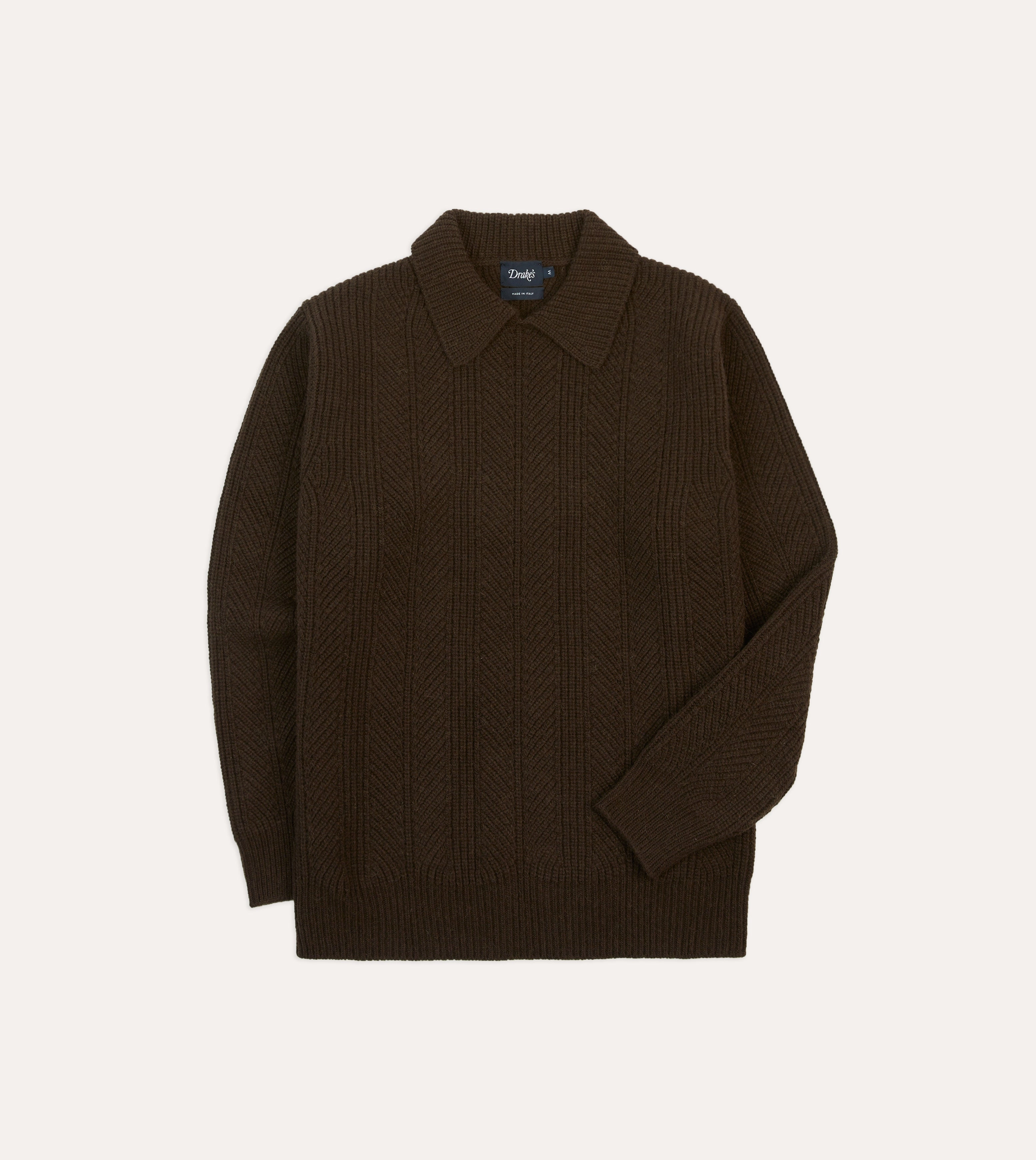 Mood Booster Brown Alpaca Lambswool Integral Collar Jumper