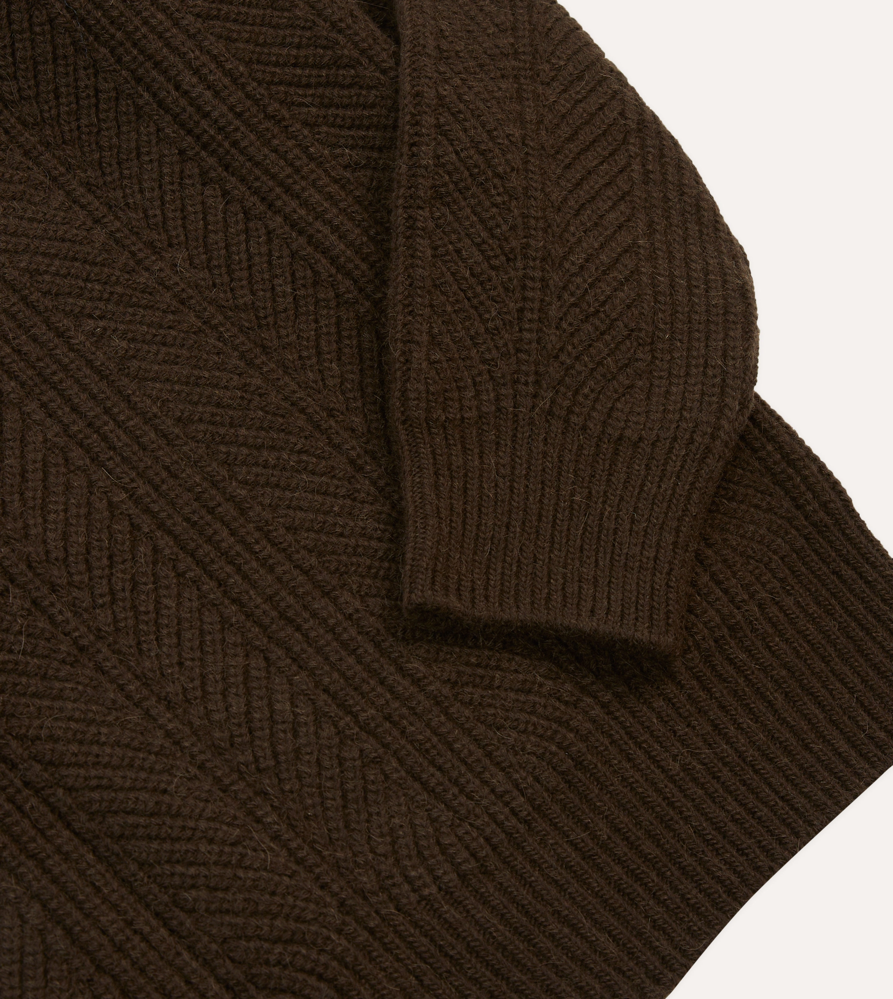 Hypoallergenic Fibers Brown Alpaca Lambswool Integral Collar Jumper