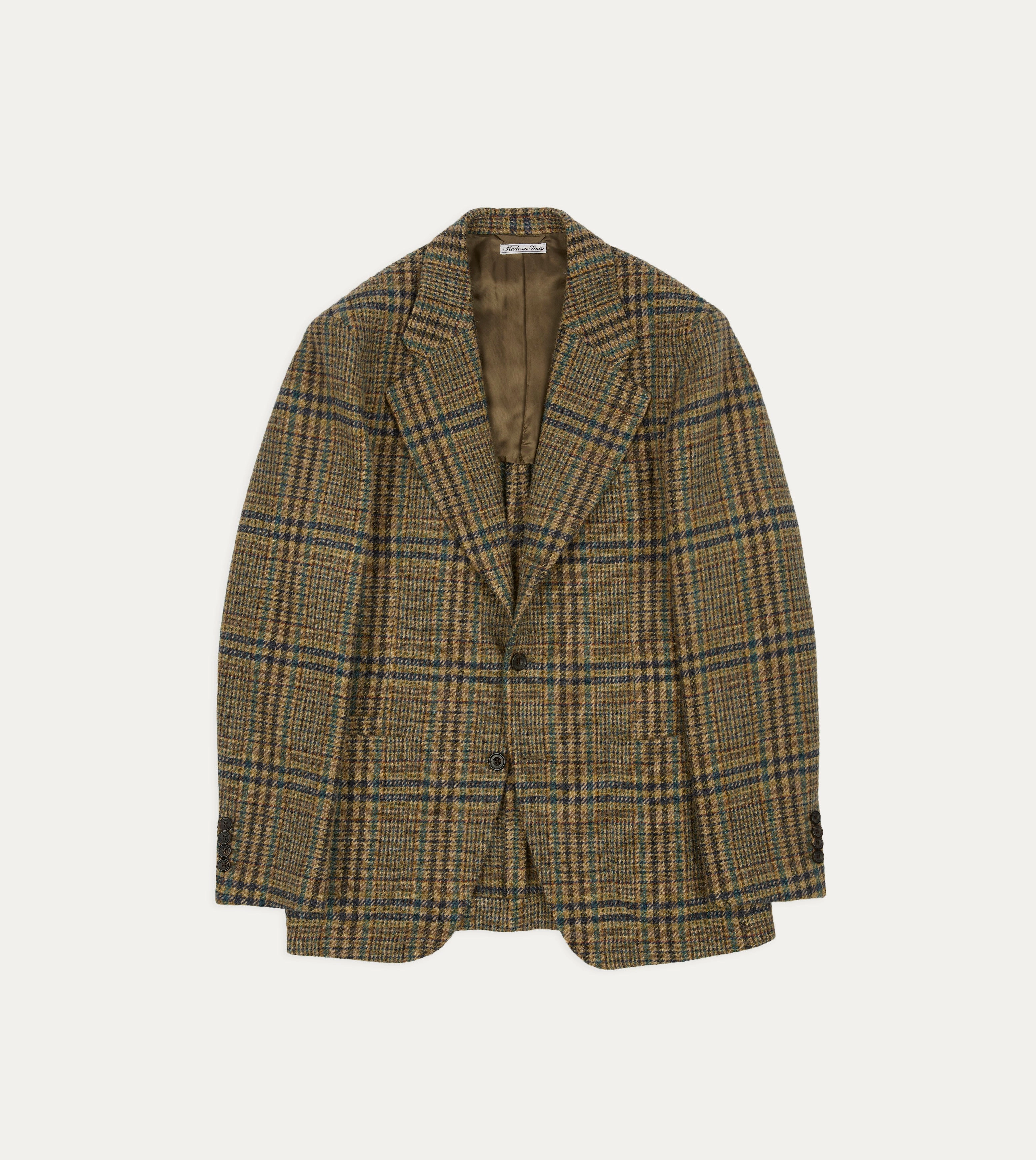 Comfortable Look Flattering Fit Brown and Teal Prince of Wales Check Tweed Blazer