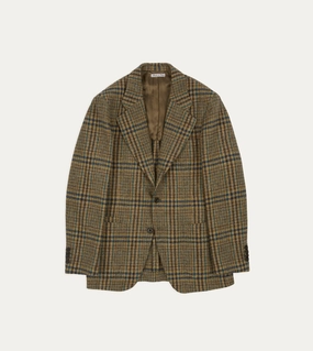 Comfortable Look Flattering Fit Brown and Teal Prince of Wales Check Tweed Blazer