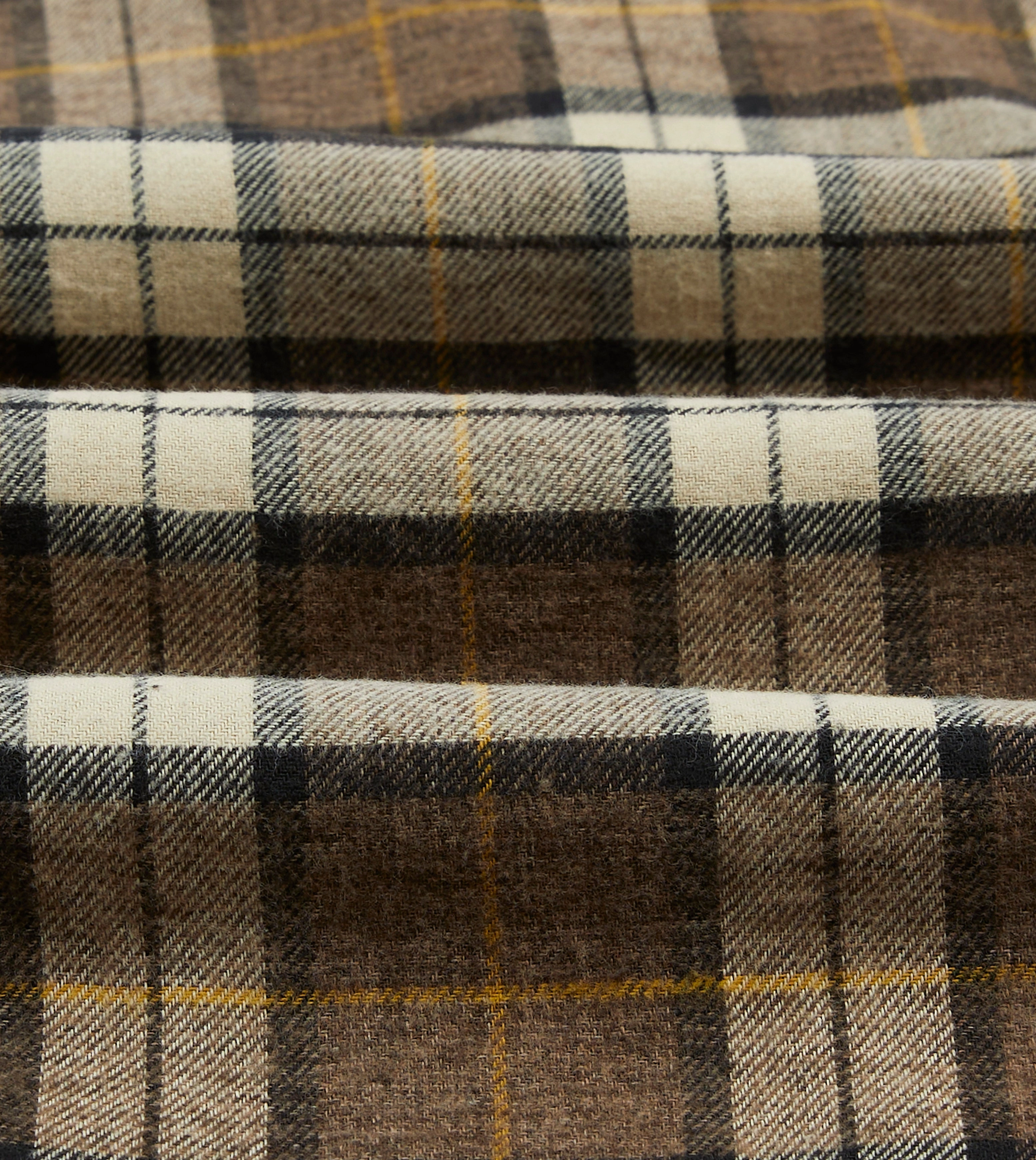 Non Iron Material Brown Check Brushed Cotton Two-Pocket Work Shirt