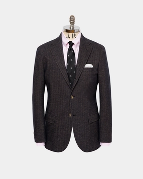 Seasonal Layering Timeless Work Look Brown Herringbone Knit Sport Coat