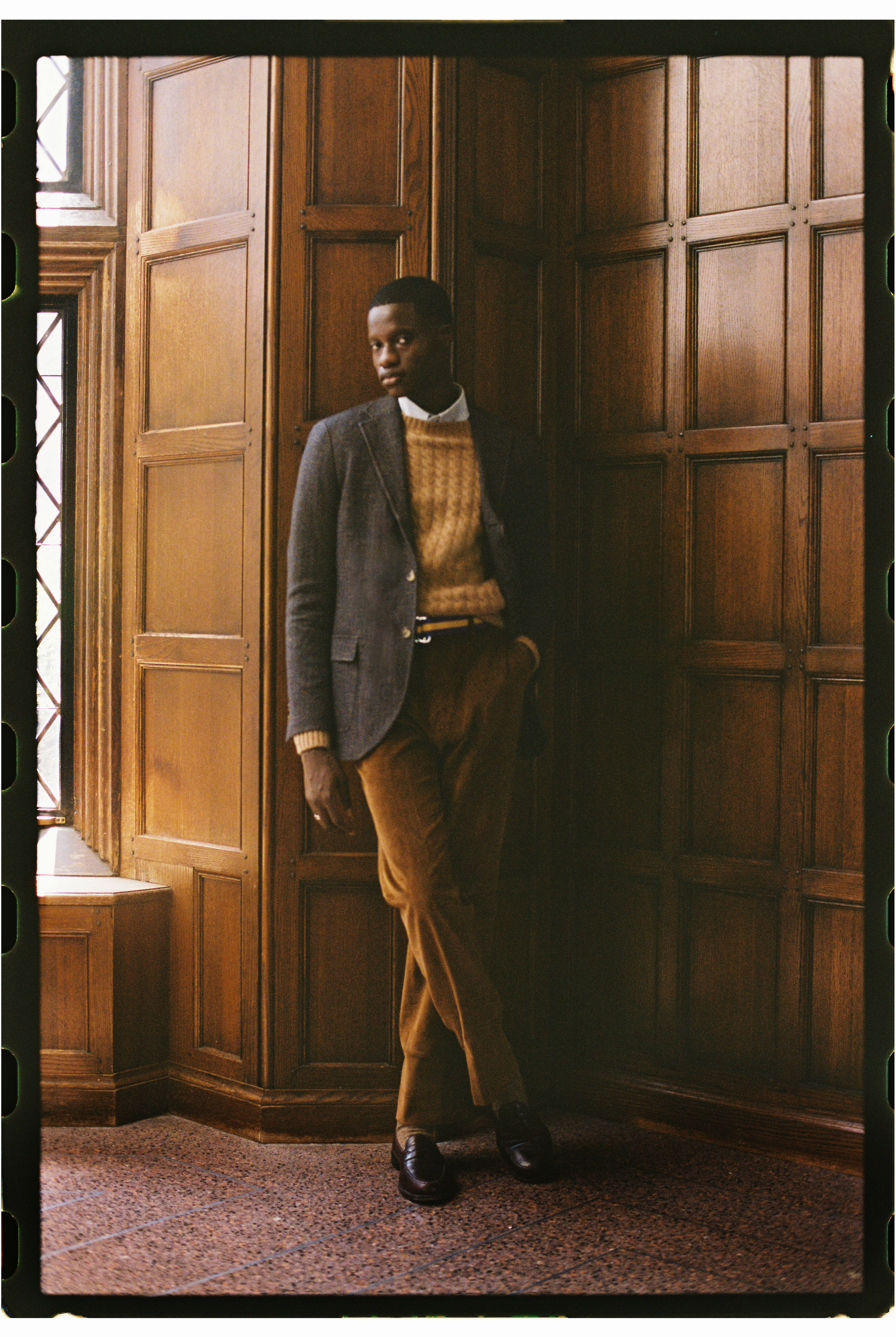 Brown Herringbone Knit Sport Coat Luxury Layer Chilly Day Comfort