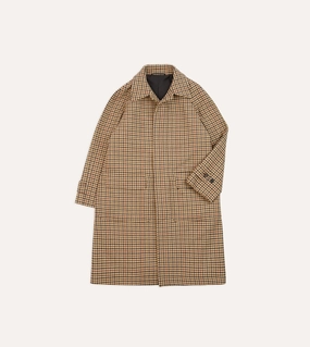 Survive special - occasion wear Brown Houndstooth Check Wool Raglan Coat