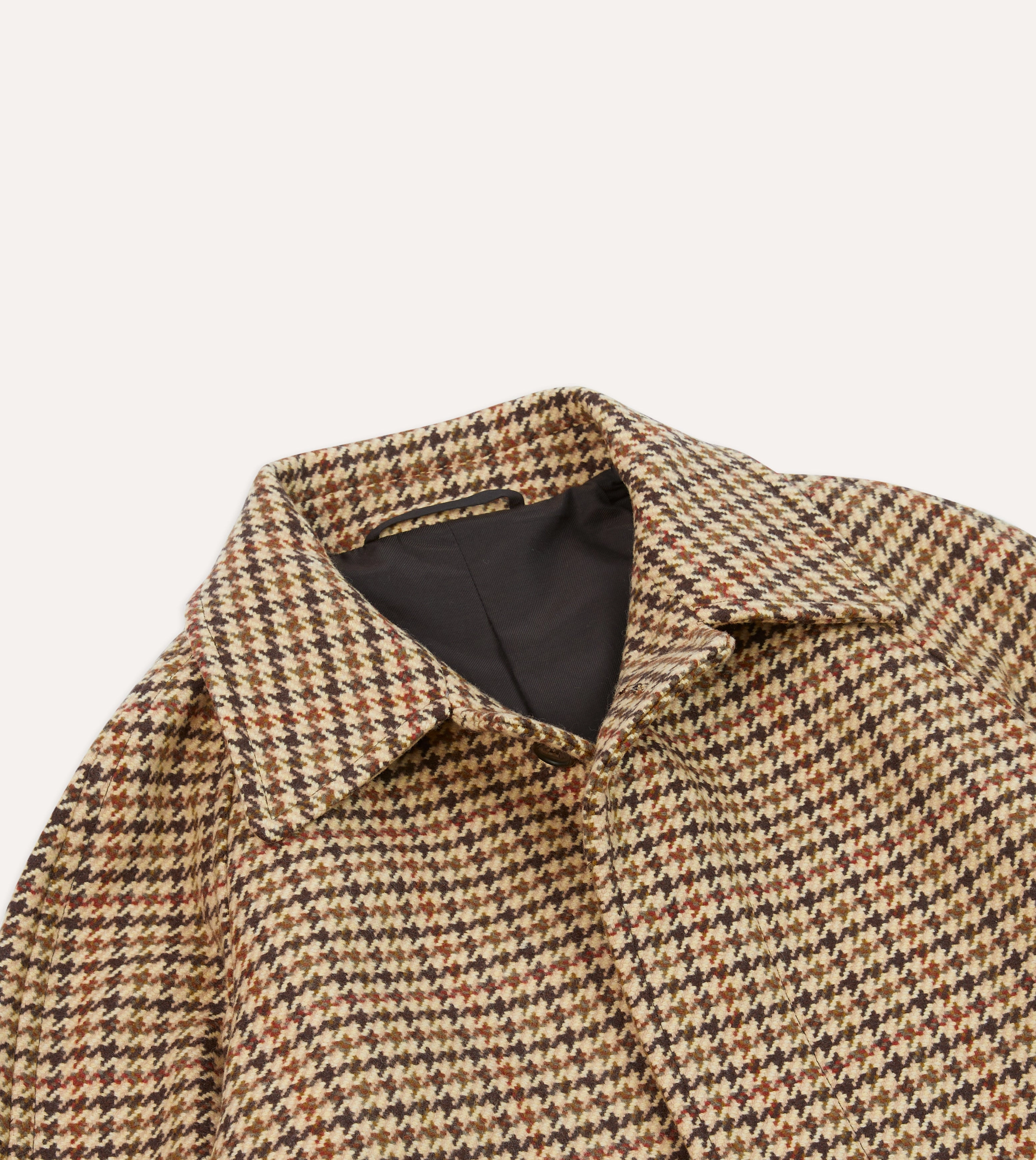 Brown Houndstooth Check Wool Raglan Coat Degree