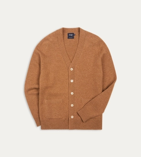 Brown Lambswool 6 Button Cardigan NonRestrictive Cuff Design Cozy Fleece