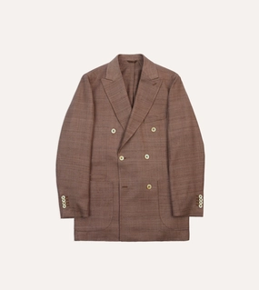 Timeless Professional Brown Tussah Silk Double-Breasted Tailored Jacket