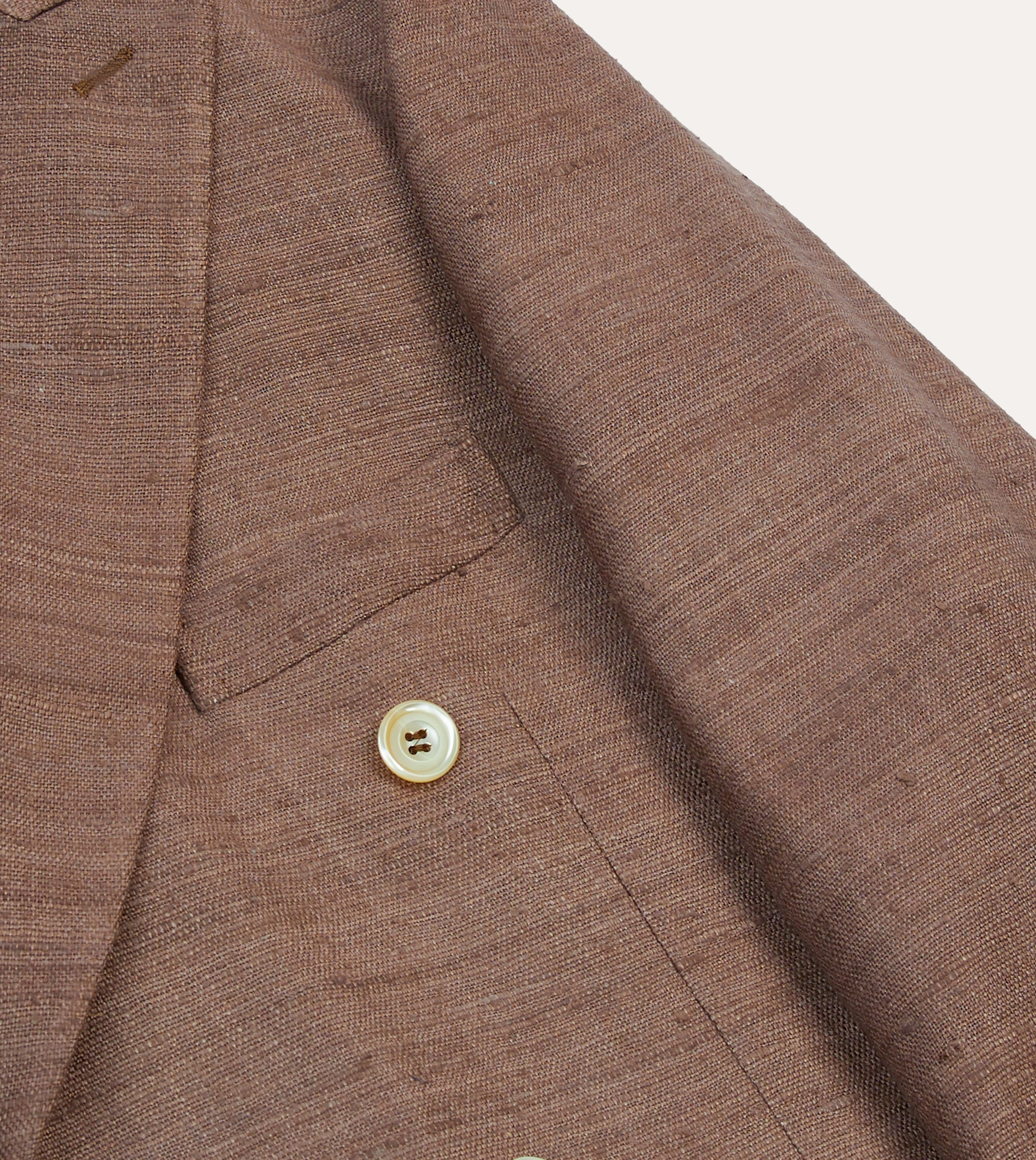 Brown Tussah Silk Double-Breasted Tailored Jacket Sustainable Production Methods