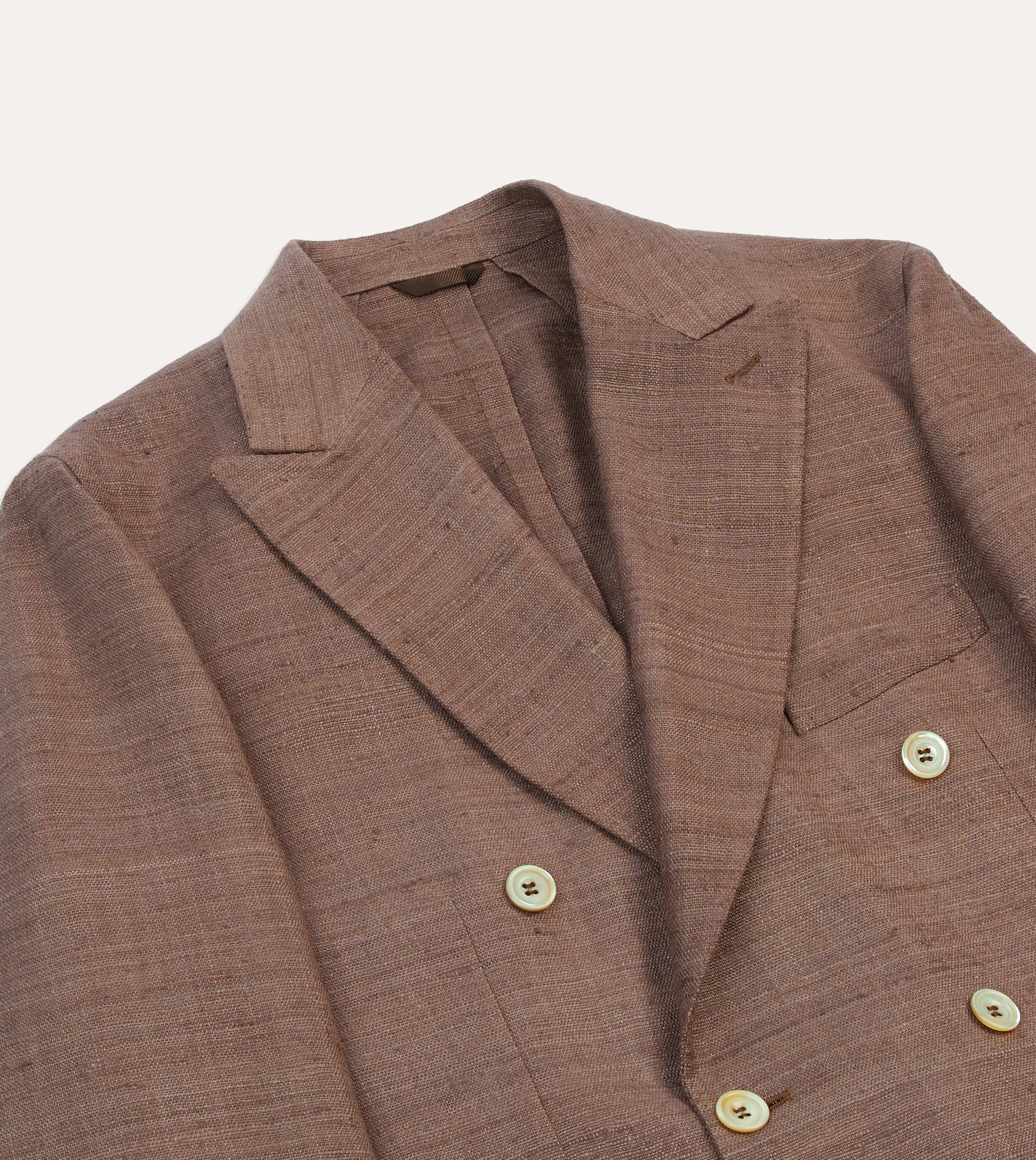 Brown Tussah Silk Double-Breasted Tailored Jacket Fashion Comfort Classy Design